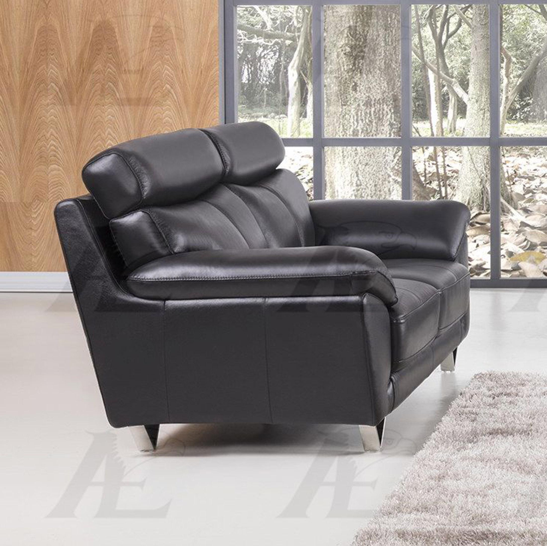 

    
 Order  Black Italian Leather Sofa & Loveseat Set 2 Pcs EK078-BK American Eagle Modern
