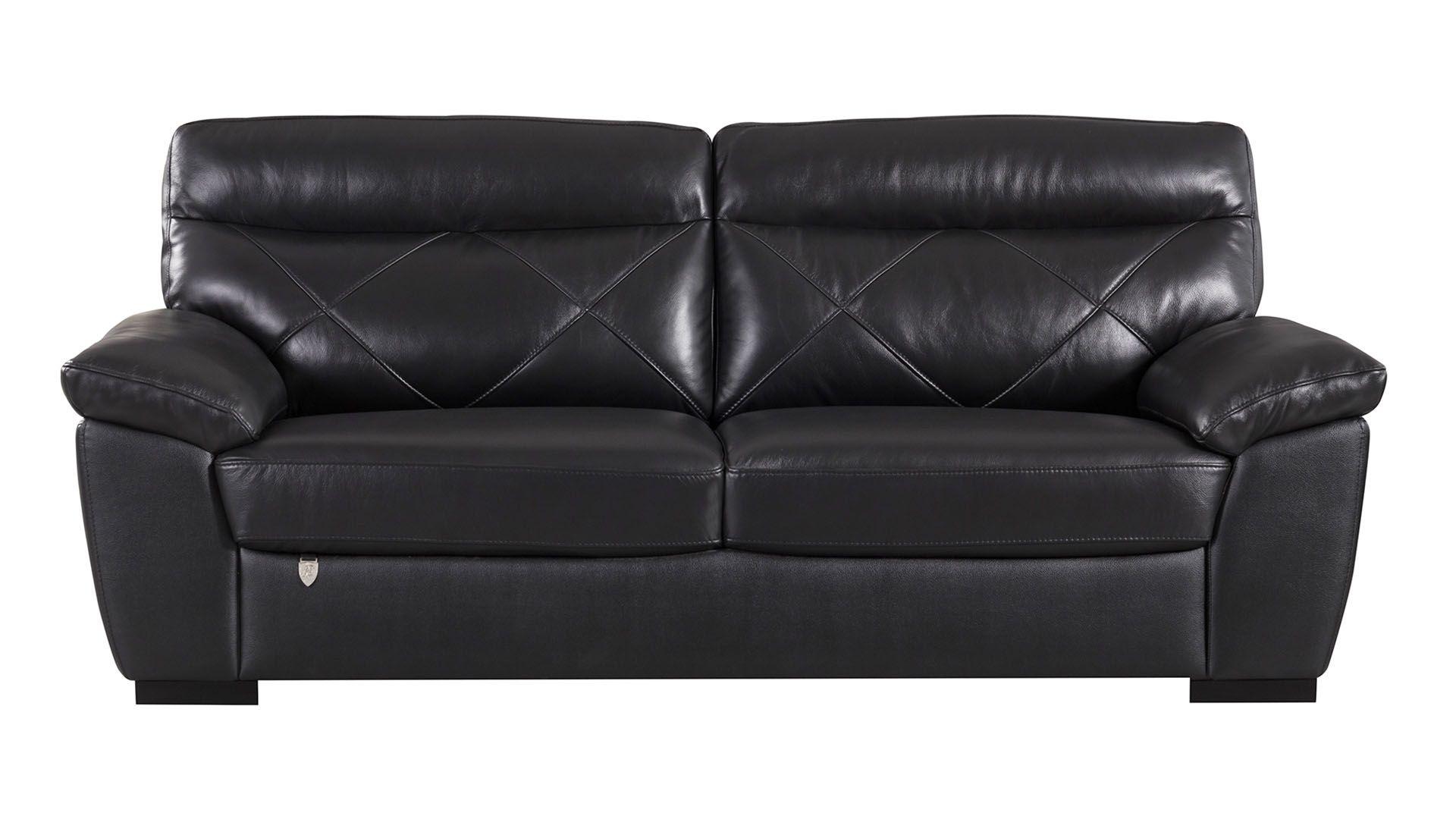 Modern Sofa EK081-BK-SF EK081-BK-SF in Black Italian Leather