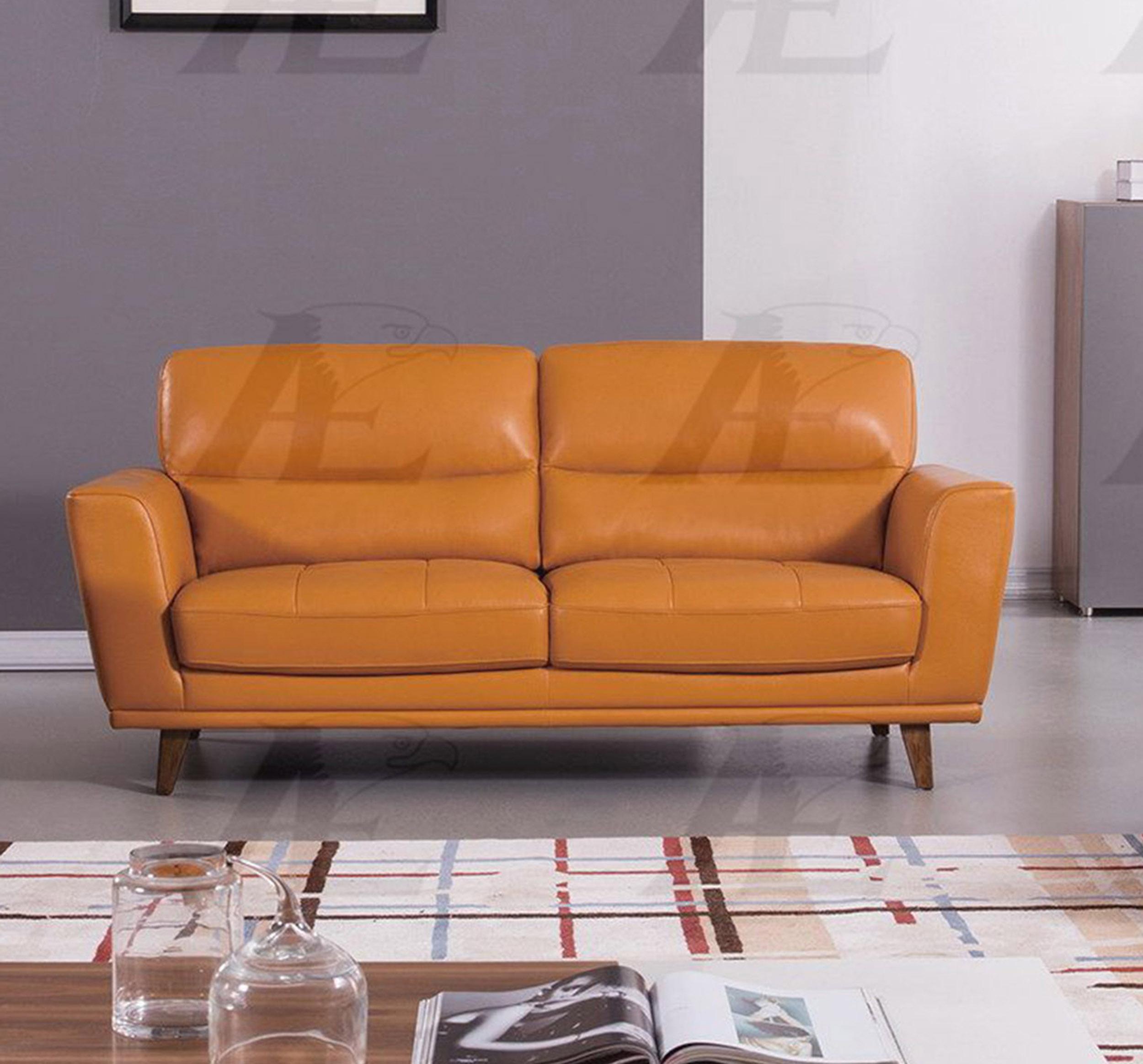 Modern Sofa EK082-ORG EK082-ORG in Orange Italian Leather