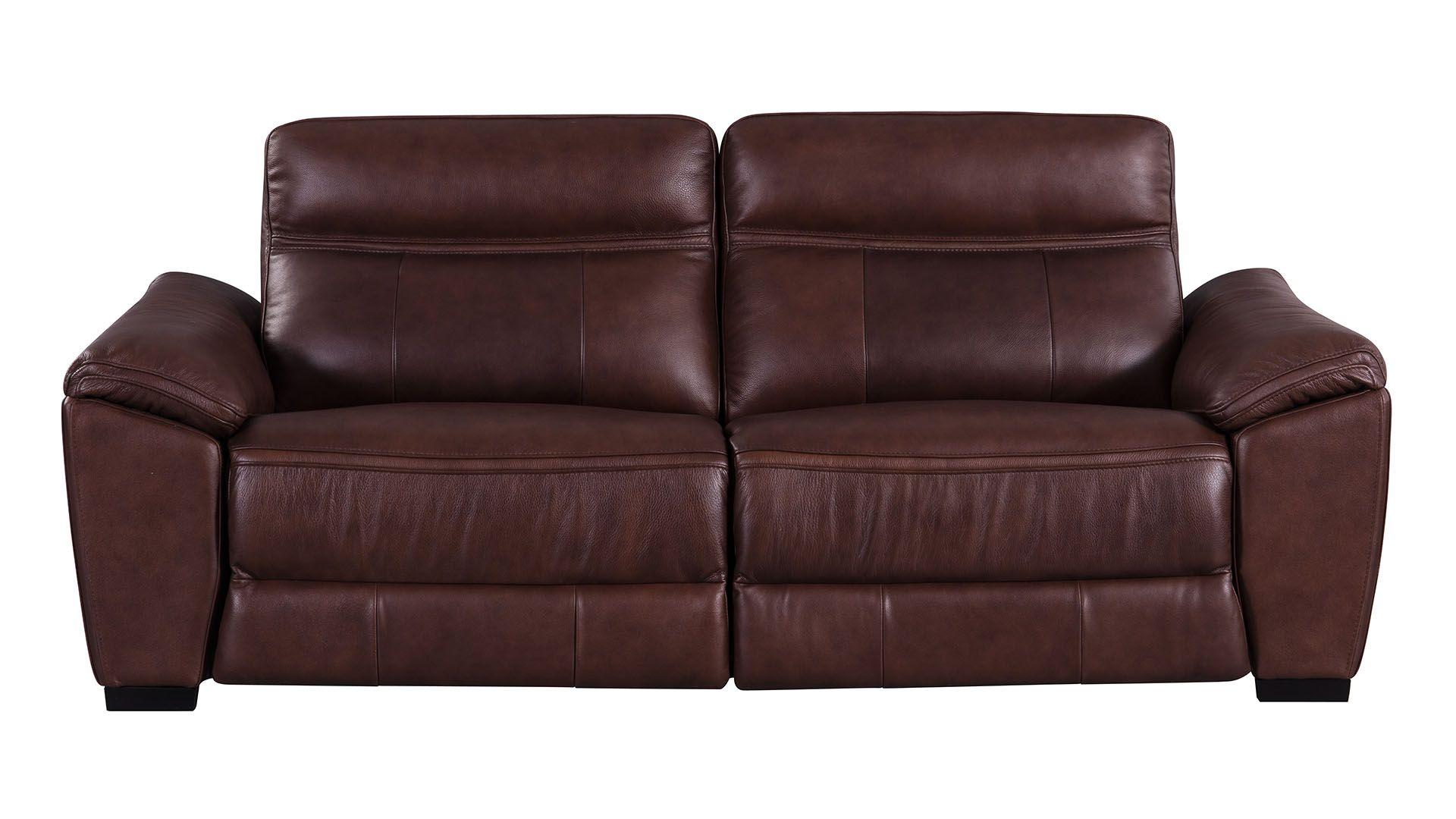 Modern Reclining Sofa EK088-BR EK088-BR-SF in Brown Italian Leather