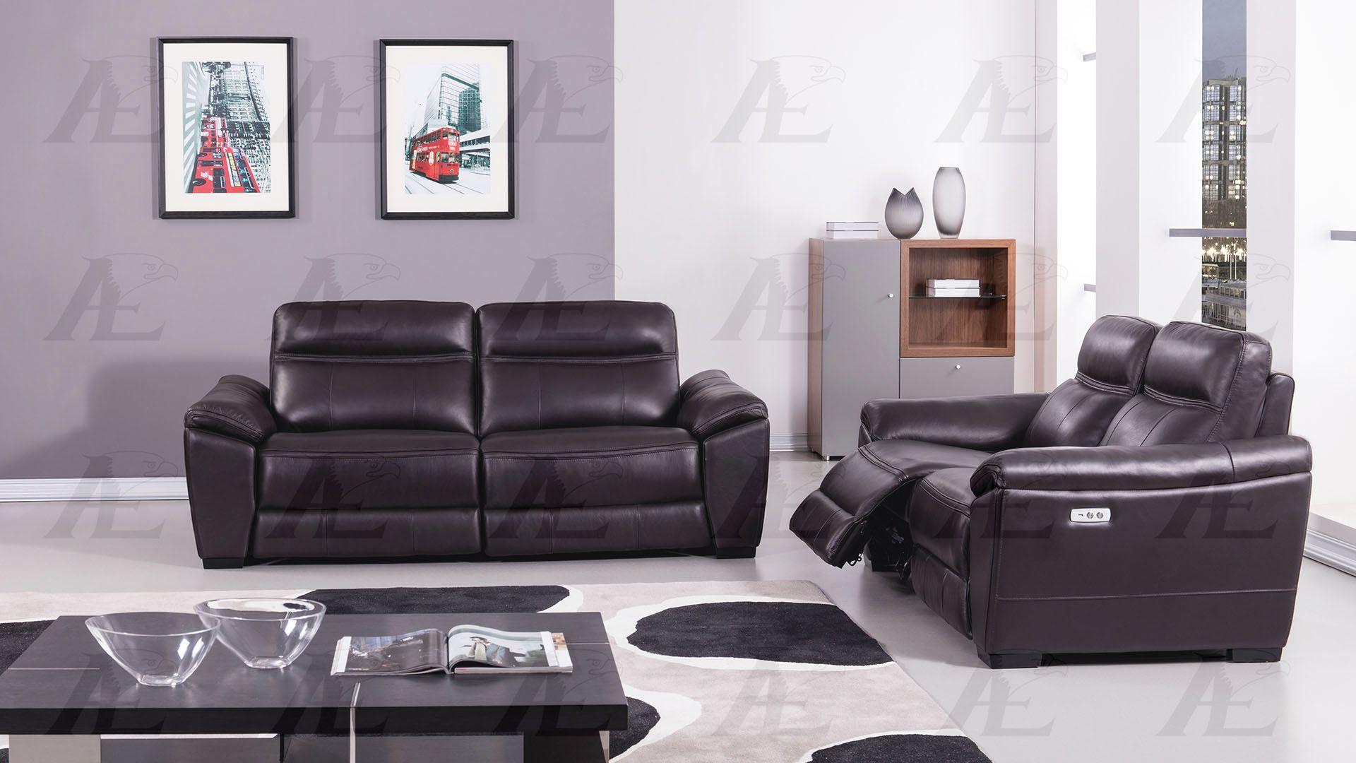 

    
 Order  Italian Leather Electric Recliner Sofa Set 2 D/Brown EK088-DB American Eagle
