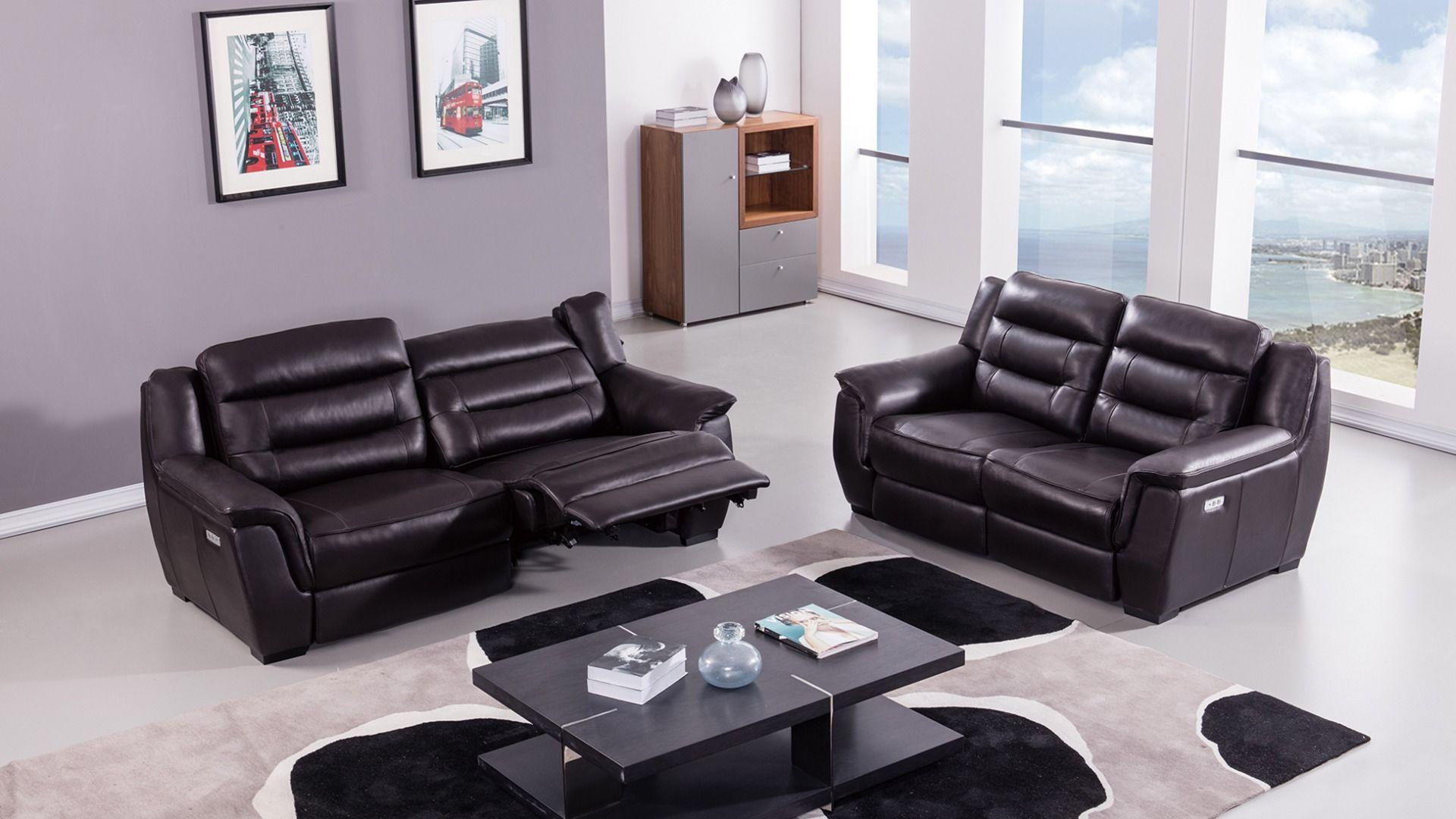 

    
Dark Brown Full Italian Leather Recliner Sofa Set 2Pcs EK089-DB American Eagle
