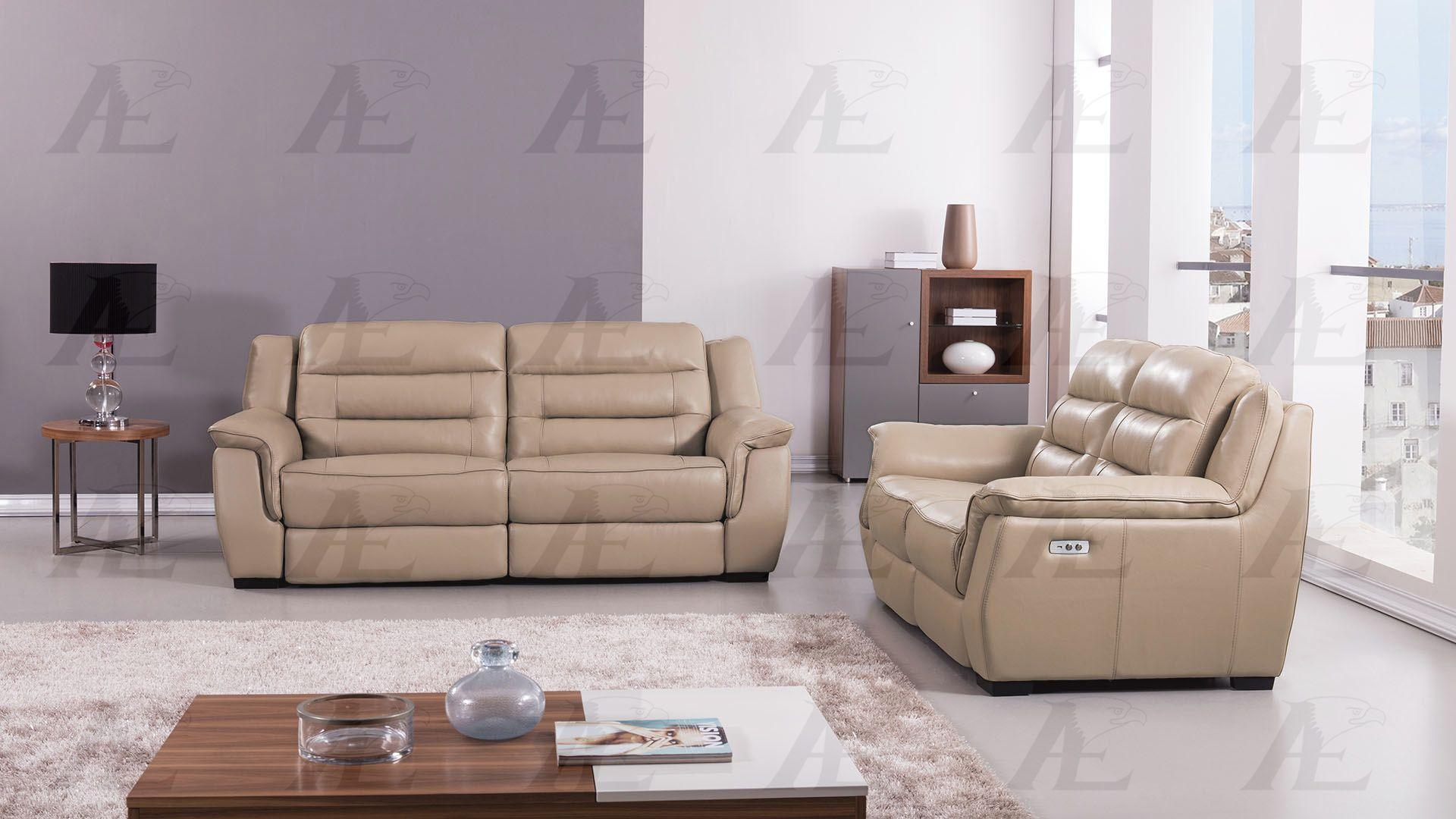 

    
 Shop  Tan Full Italian Leather Recliner Sofa Set 2Pcs EK089-TAN American Eagle Modern
