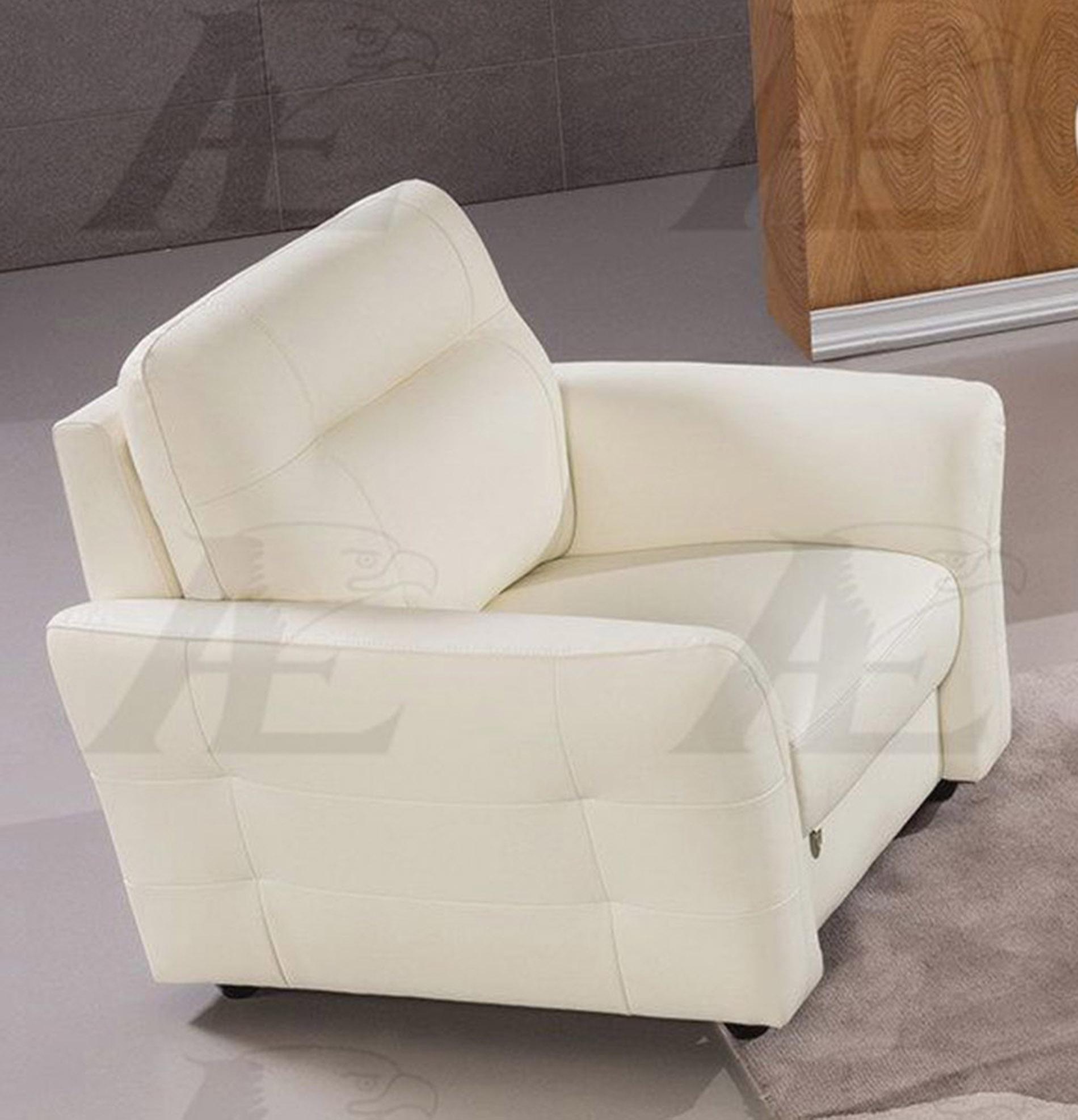 

        
00656237667501White Top-Grain Italian Leather Sofa Set 3Pcs EK090-W American Eagle Modern
