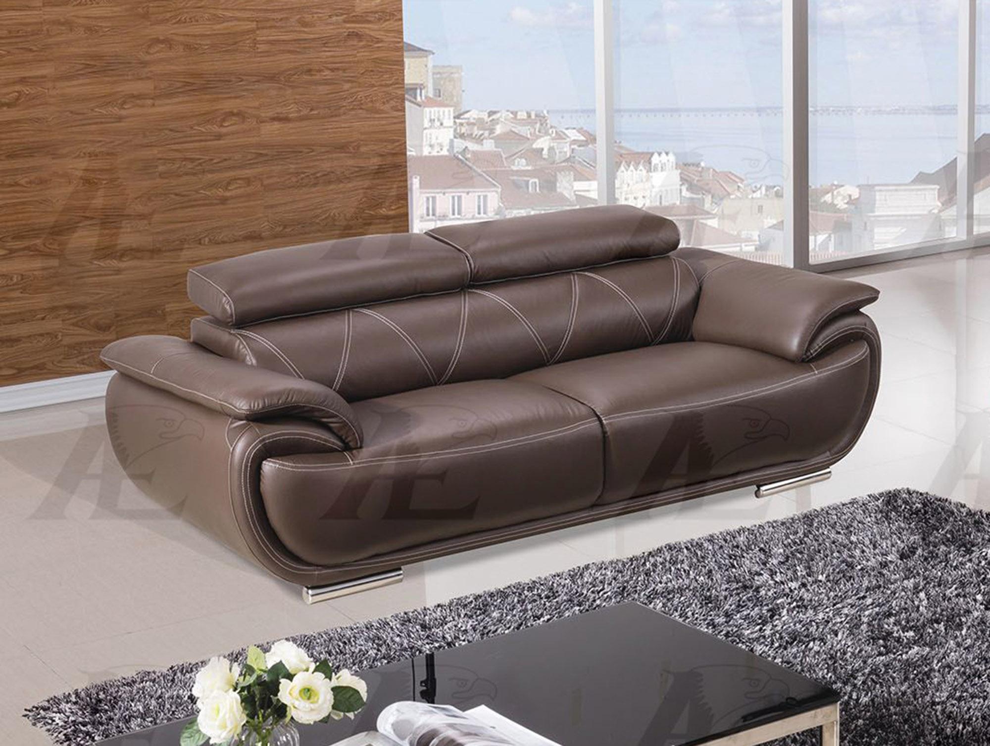 Modern Sofa EK511-DB EK511-DB in Dark Brown Genuine Leather