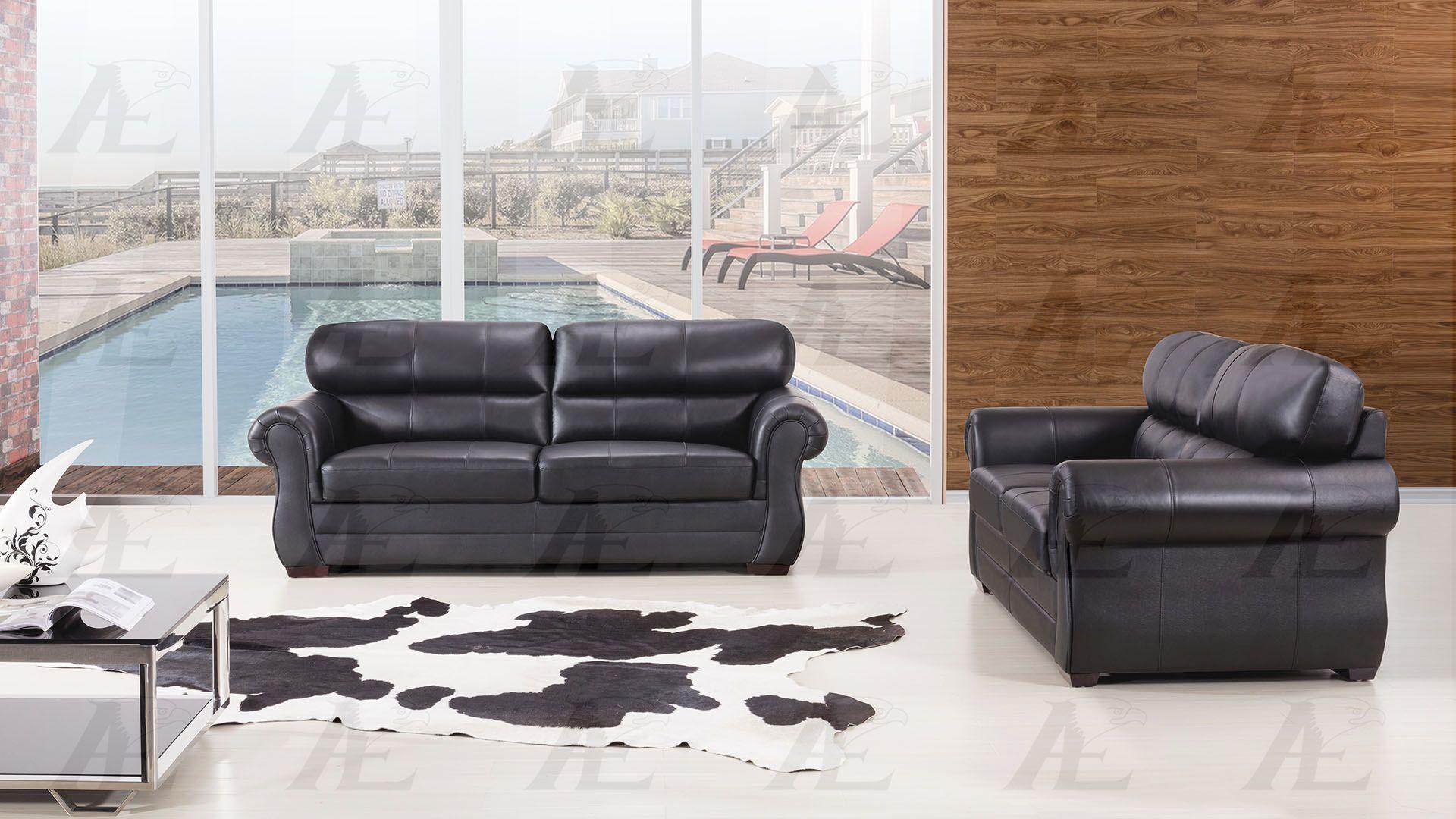 

    
American Eagle Furniture EK512-BK Black Sofa and Loveseat Set Genuine Leather 2Pcs
