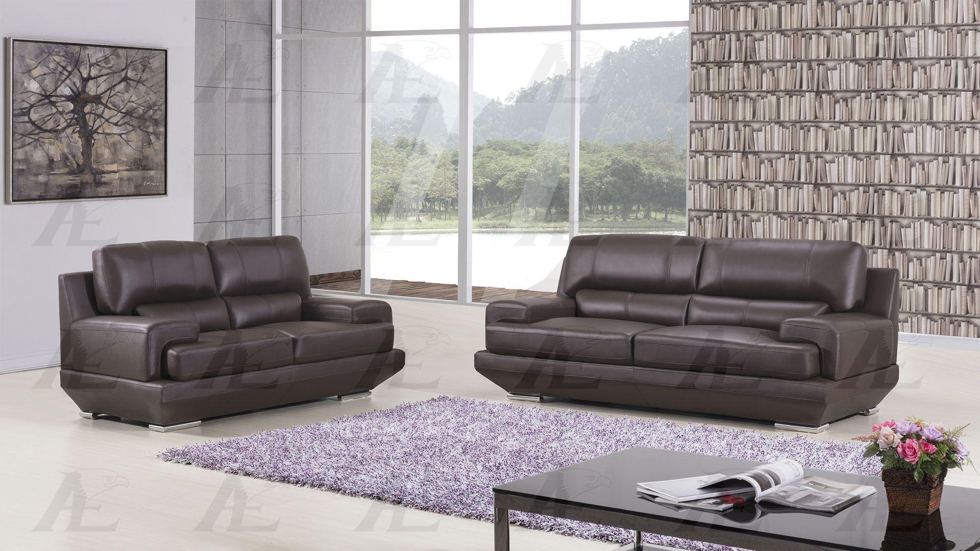 

    
American Eagle Furniture EK518-DB Dark Brown Sofa and Loveseat Set Genuine Leather 2Pcs
