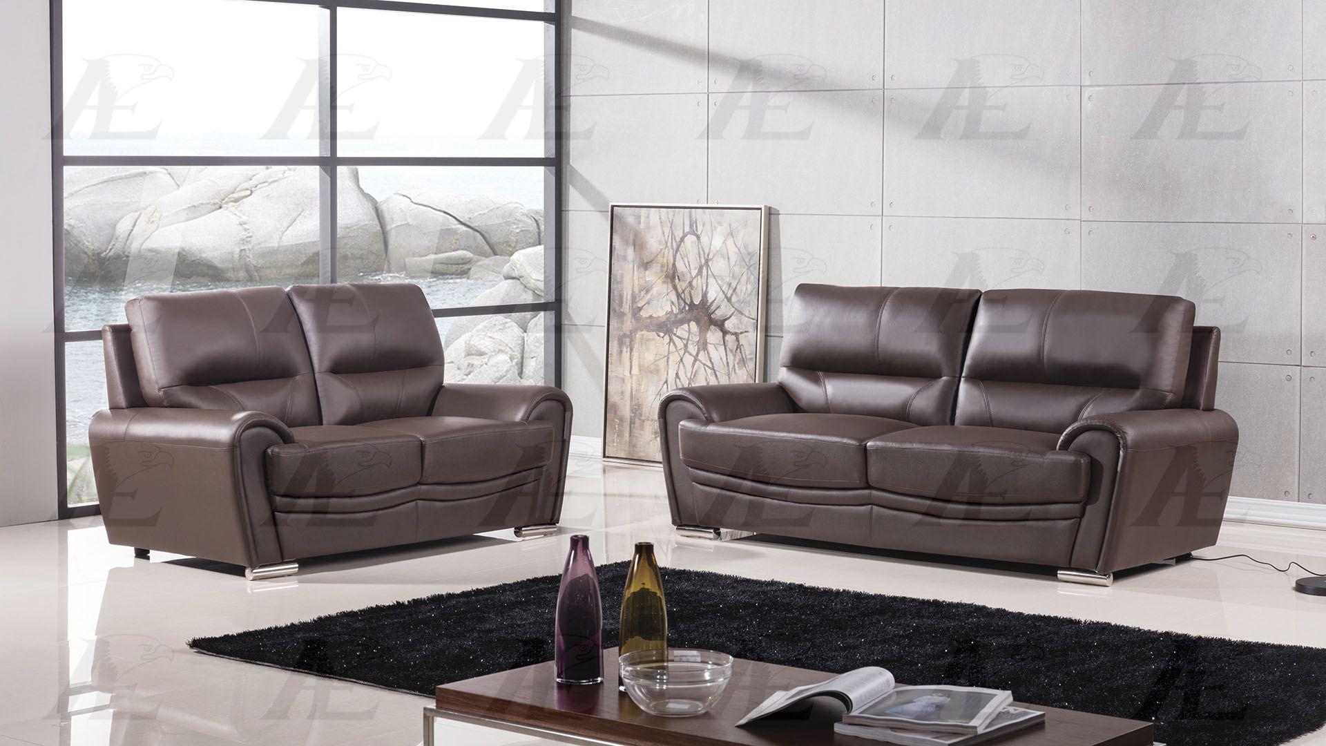 

    
American Eagle Furniture EK522-DB Dark Brown Sofa and Loveseat Set Genuine Leather 2Pcs
