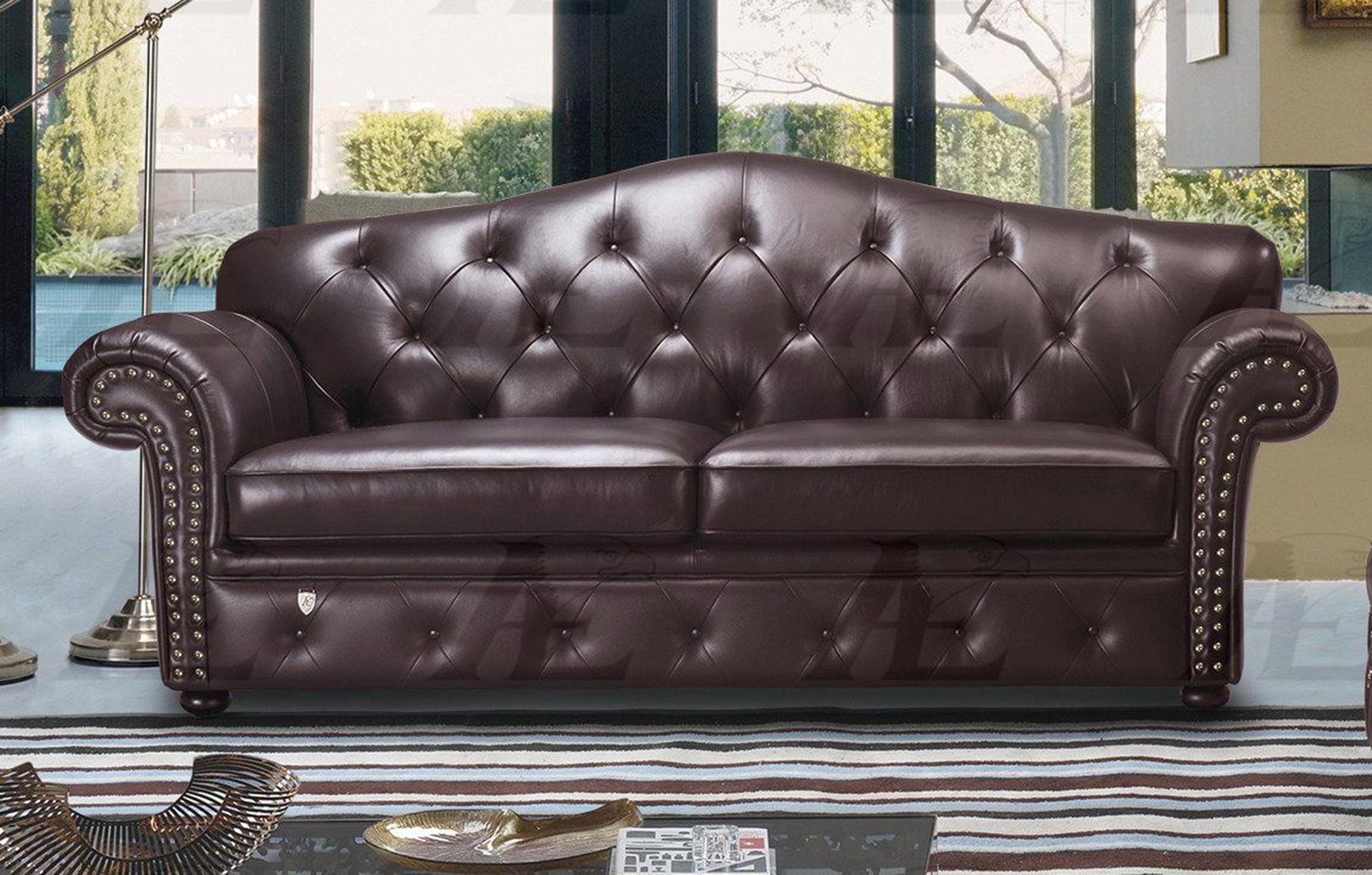 

    
American Eagle Furniture EK699-BR Brown Tufted Sofa Italian Leather
