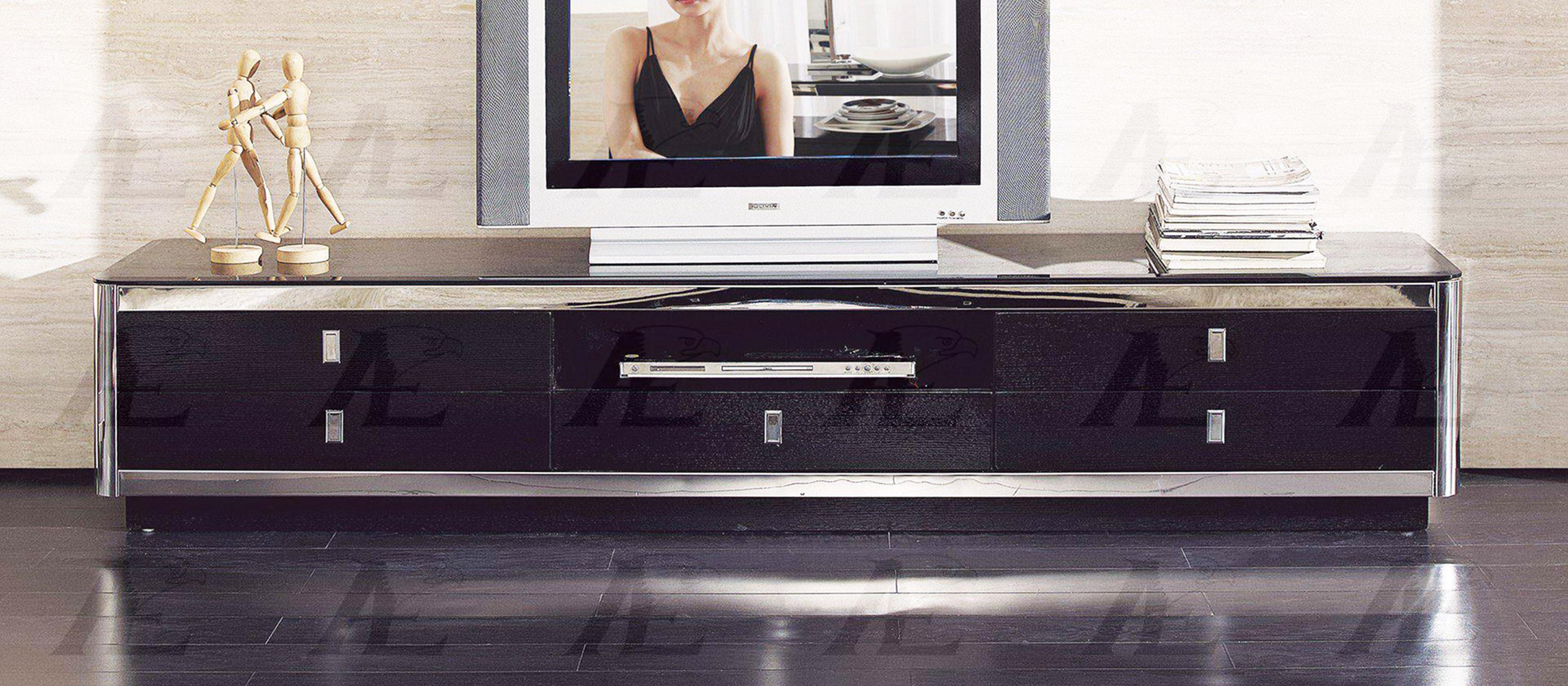 

    
Black Tempered Glass Top TV Stand Modern American Eagle FC-3086
