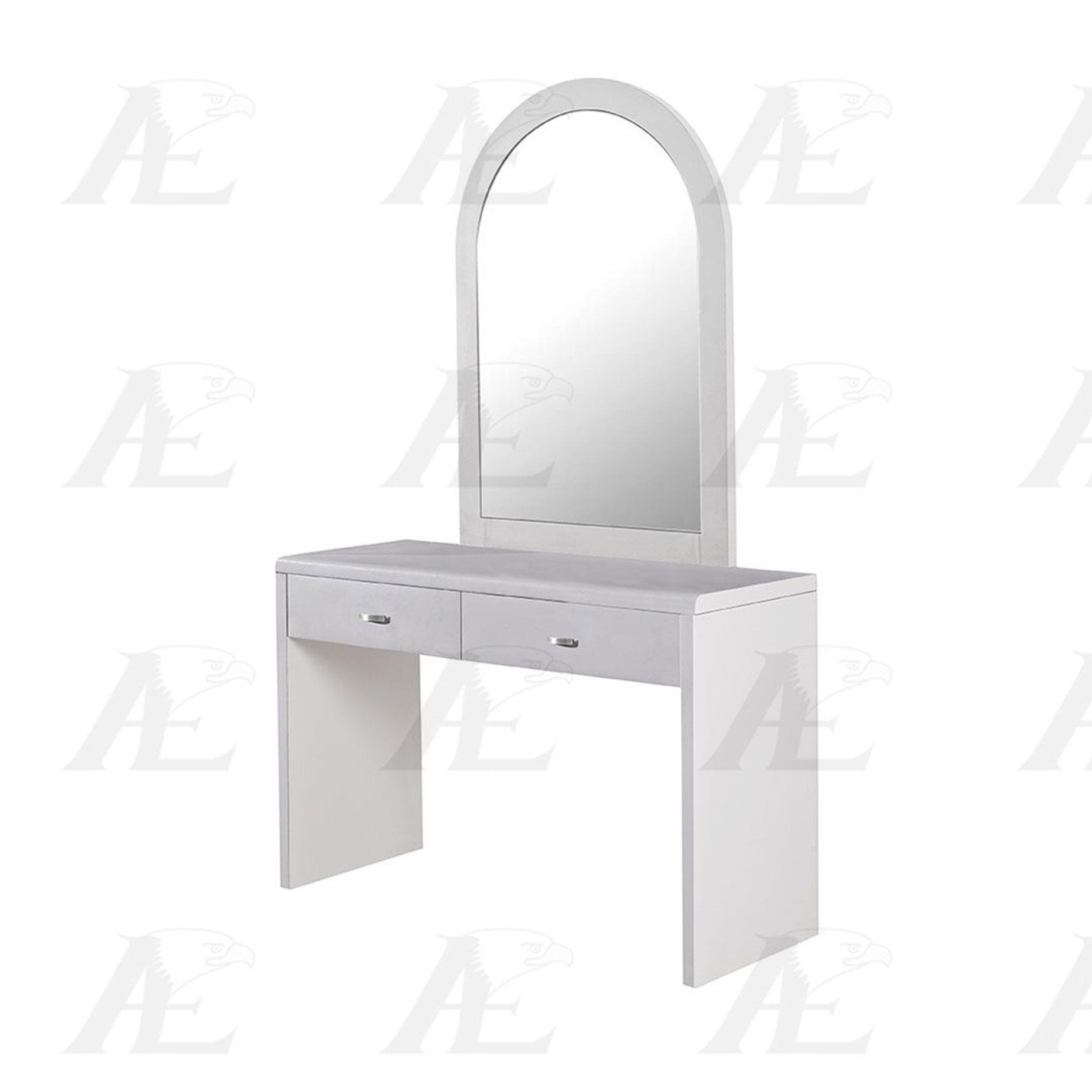 

    
American Eagle Furniture JT002-W White Pu Vanity with Stool Set 2Pcs
