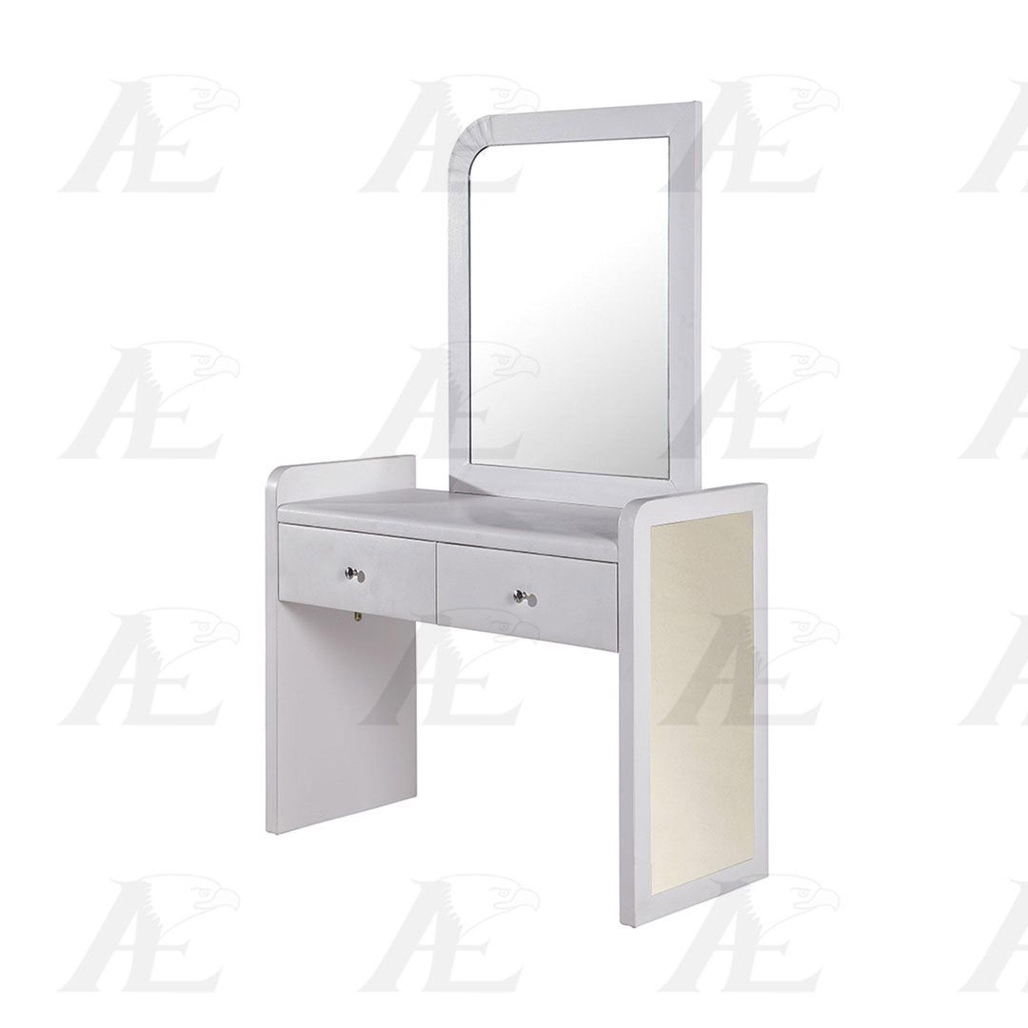 

    
American Eagle Furniture JT003-W.CRM White and Cream Vanity with Stool Set 2Pcs
