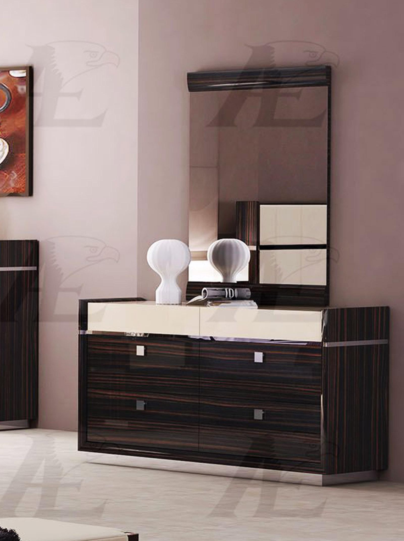 

    
Ebony Lacquer Finish Dresser & Mirror Set Contemporary American Eagle DS-P100
