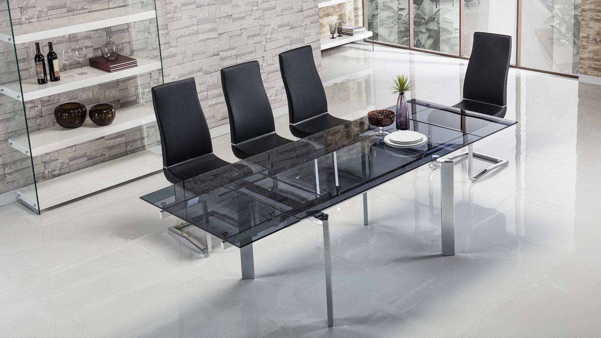 

    
Smoked Glass Top Table Black PU Chairs Dining Set 5Pc American Eagle TL-1134S-BL
