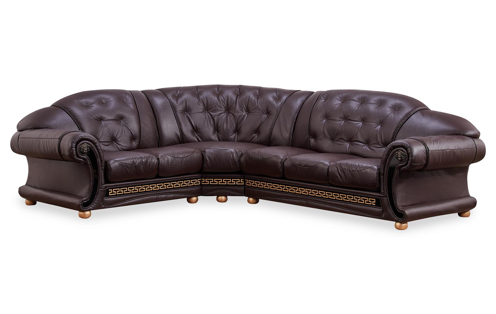

    
BROWN Genuine Leather Tufted Sectional Sofa Anais 82.3 Left Hand Facing Classic
