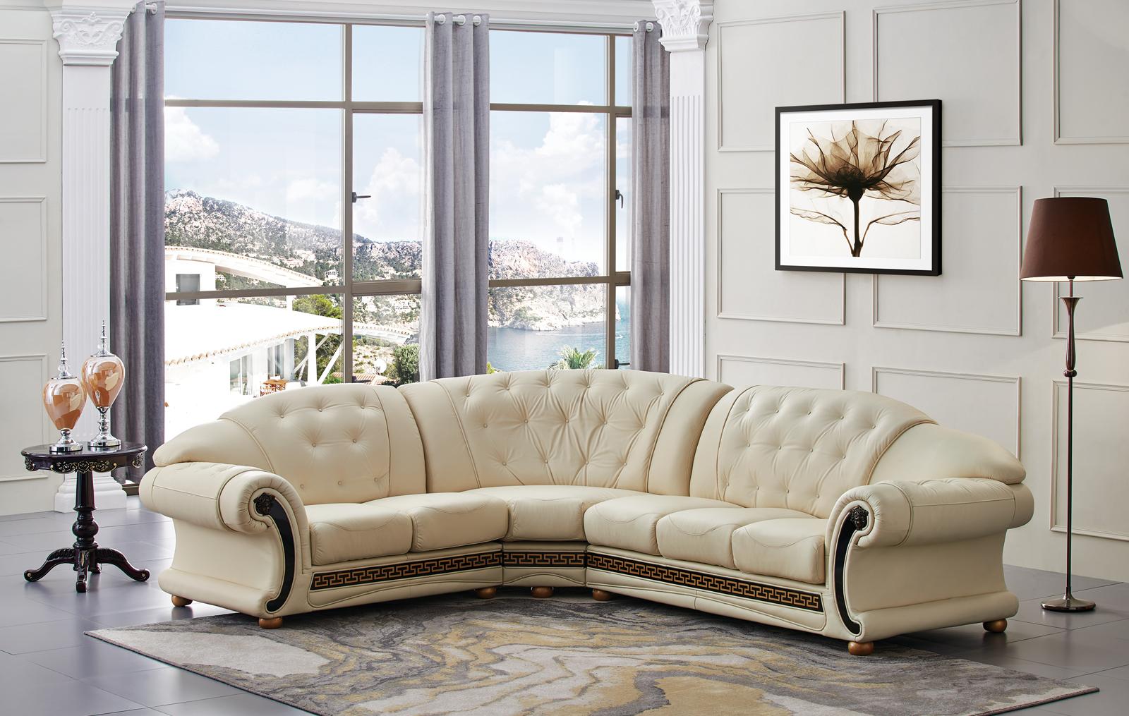 

    
Ivory Genuine Leather Tufted Sectional Sofa Anais 82.3" Left Hand Facing Classic
