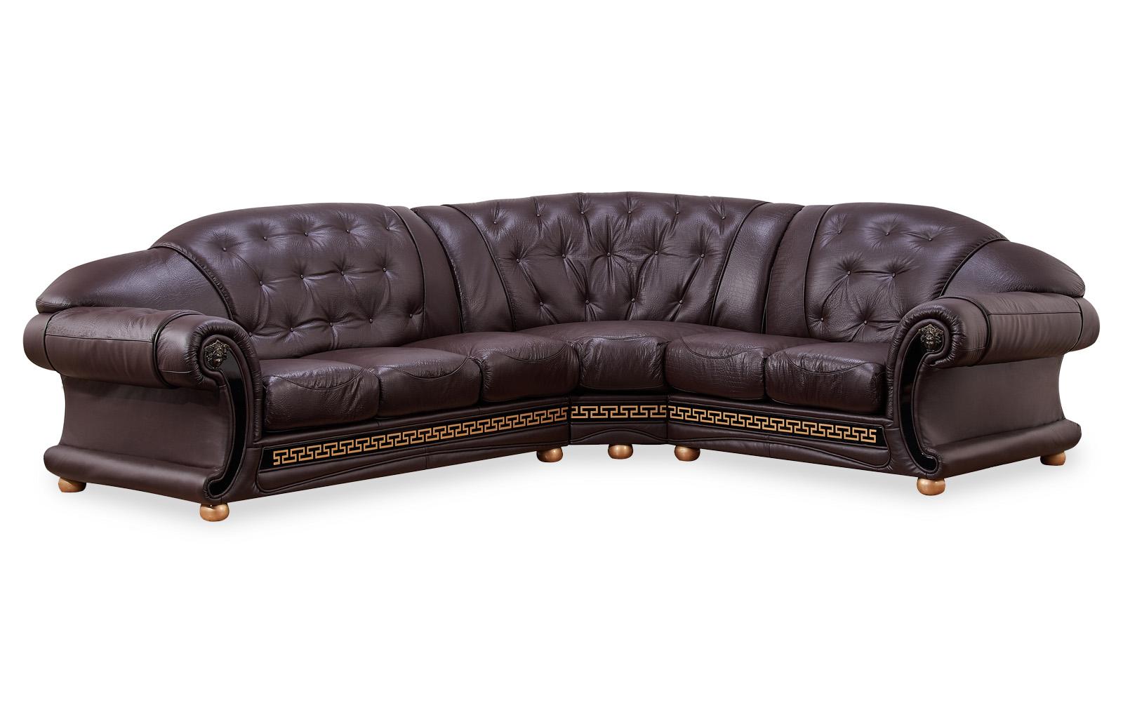 Classic Sectional Sofa Anais Anais RHC-BROWN in Brown Leather