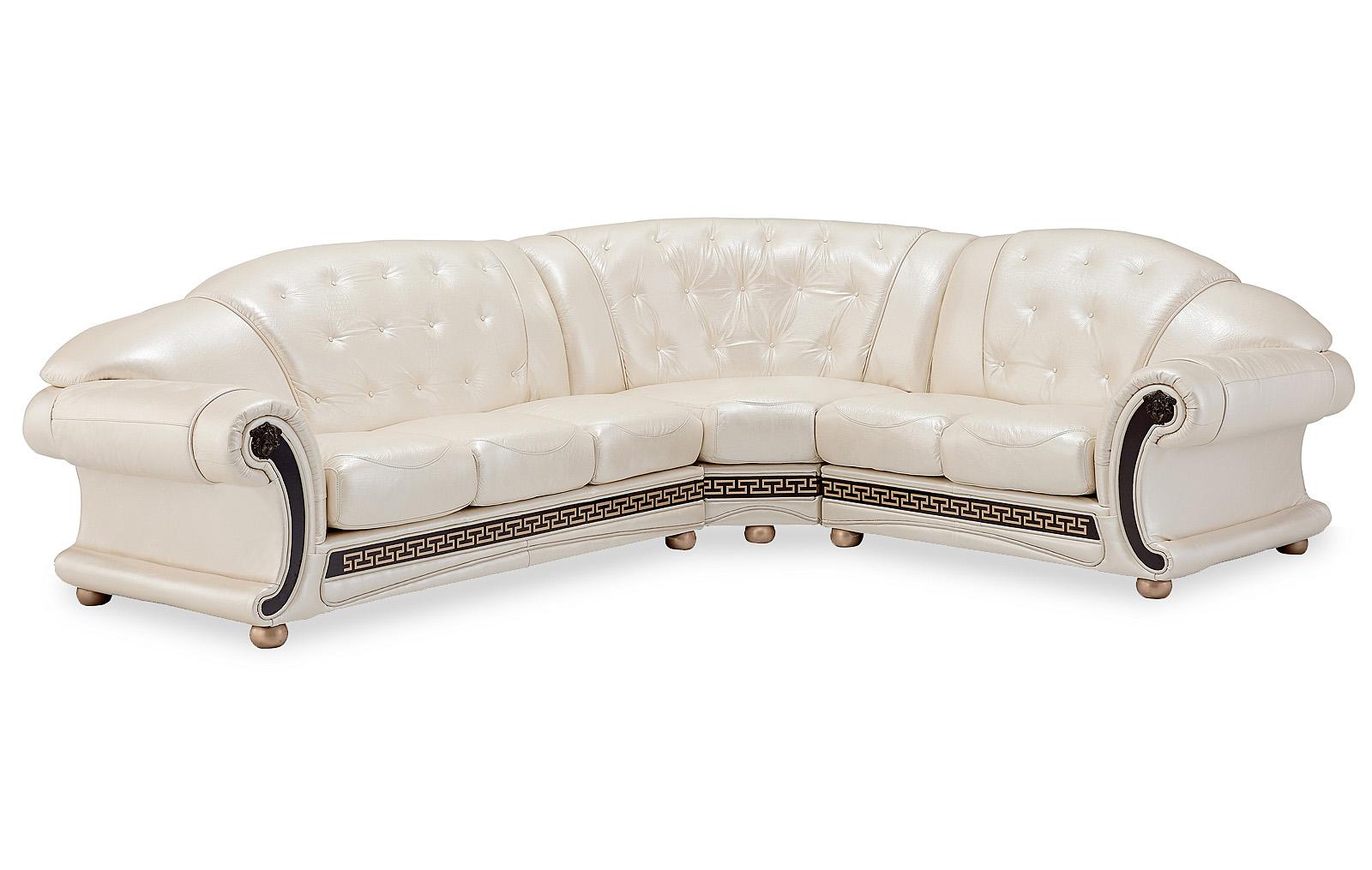Classic Sectional Sofa Anais Anais RHC-PEARL in Pearl Leather