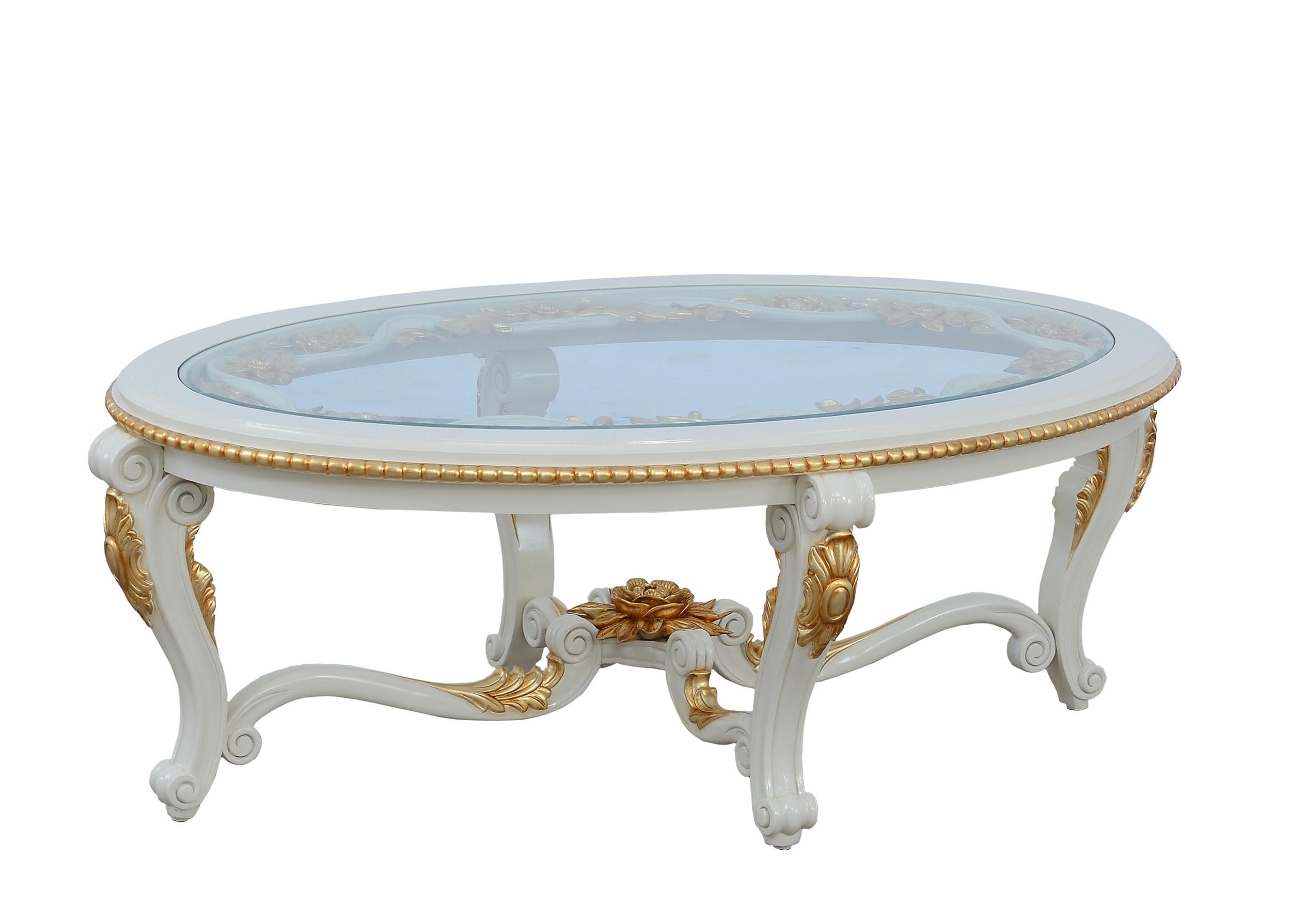 

    
Antique Beige & Gold Luxury BELLAGIO Coffee Table EUROPEAN FURNITURE Carved Wood
