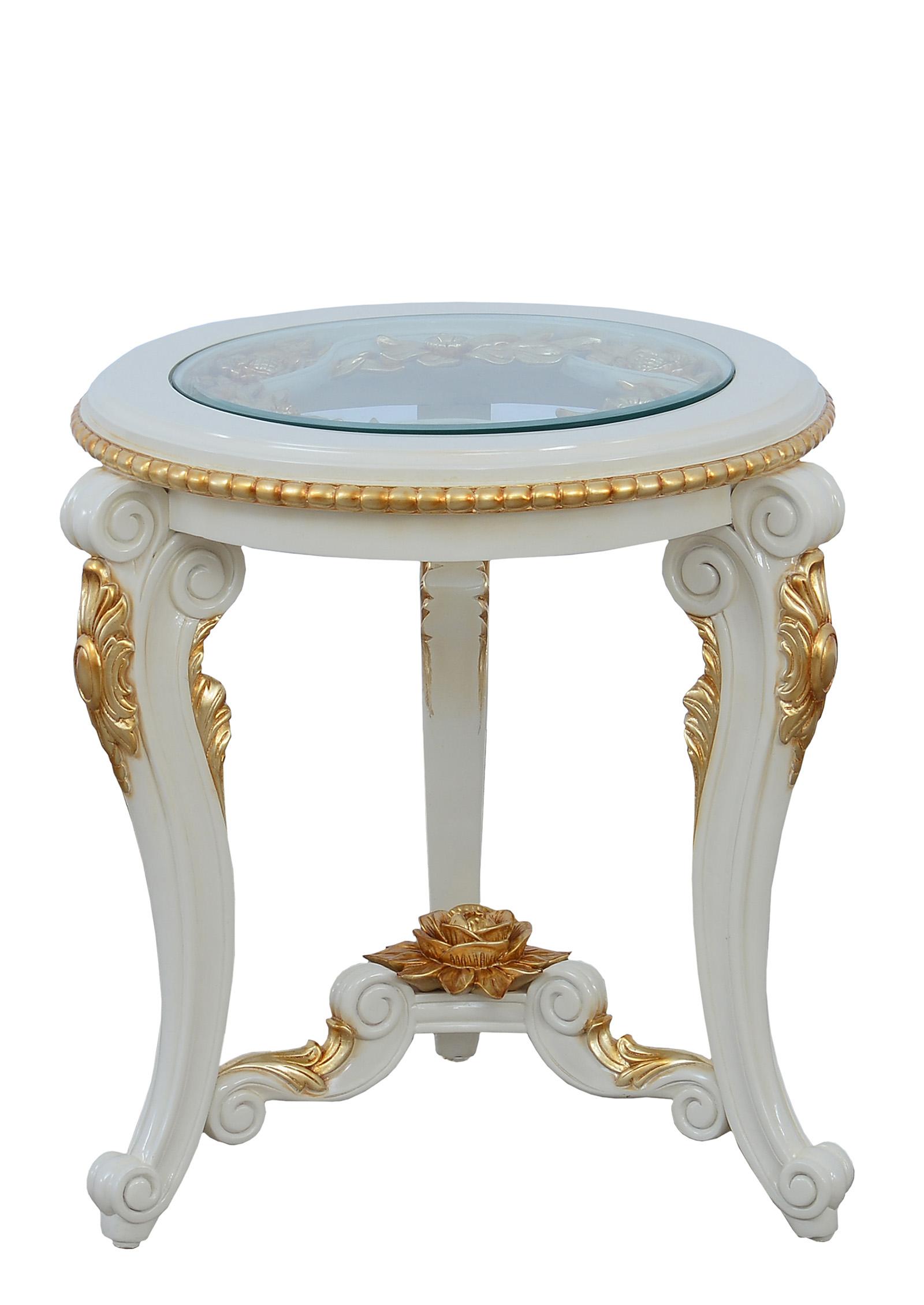 

    
Antique Beige & Gold Luxury BELLAGIO Round End Table EUROPEAN FURNITURE
