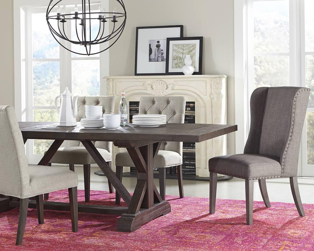 Transitional Dining Table CAMERON TABLE / ALEX CHAIR / KATHRYN CHAIR 9KT561C-9PC in Charcoal, Linen Fabric