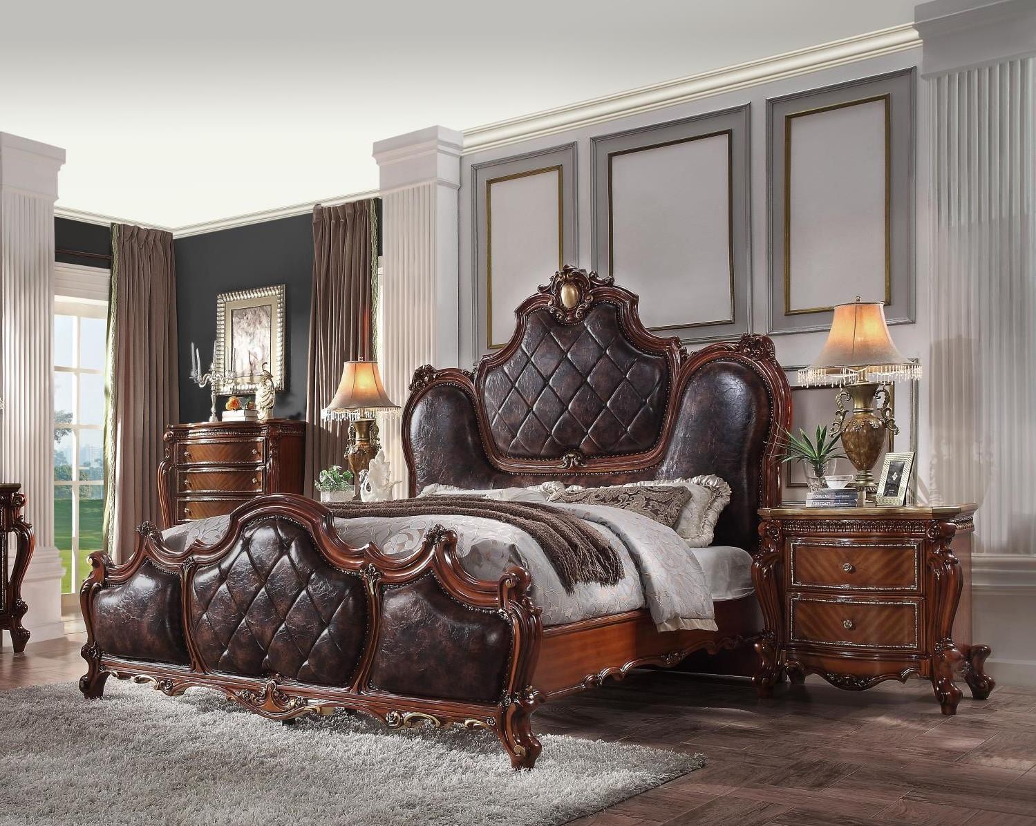 Classic, Traditional Panel Bedroom Set Picardy-28240Q Picardy-28240Q-Set-3 in Cherry 