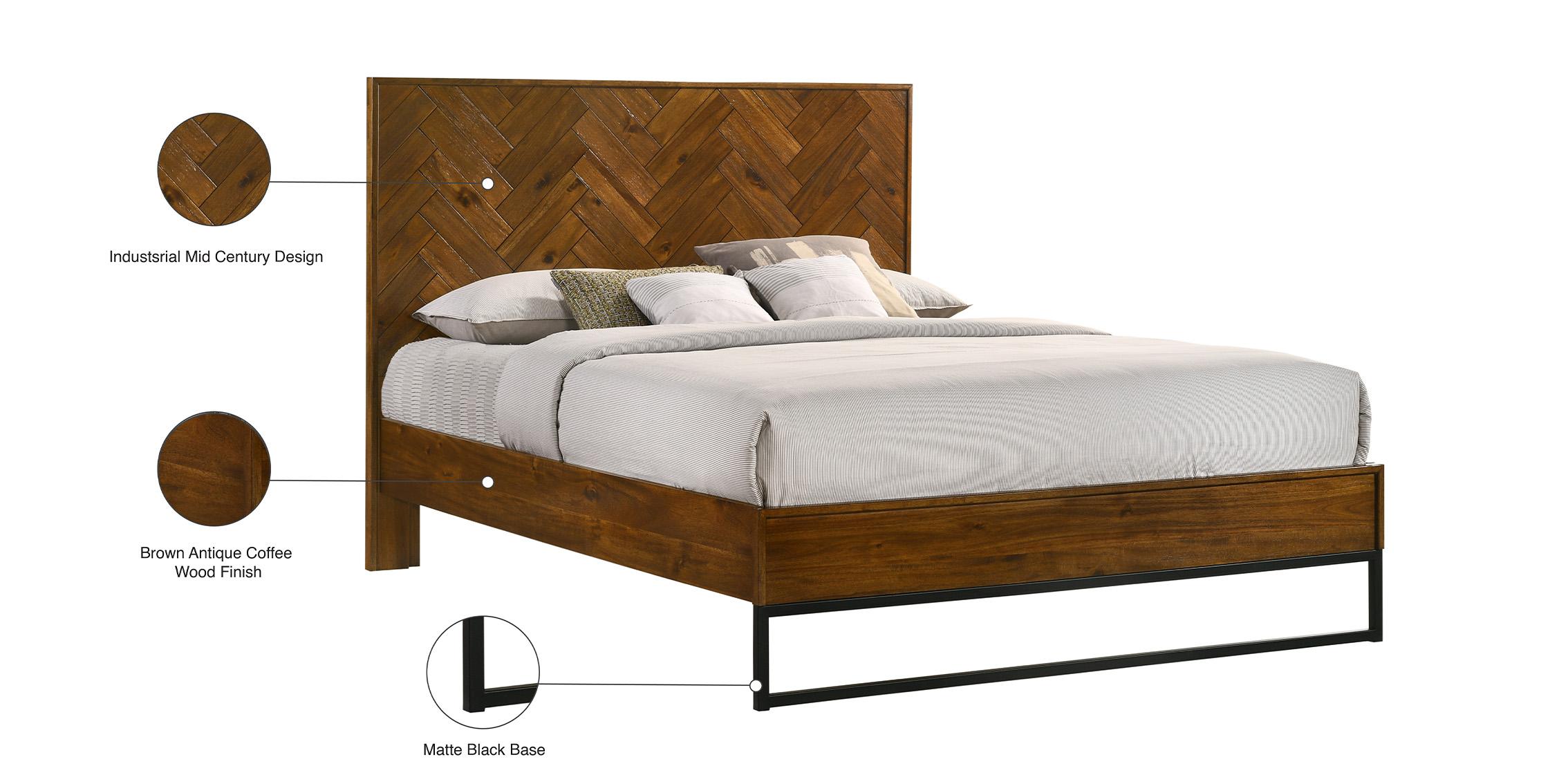 

    
 Order  Antique Coffee REED Wood Platform King Bedroom Set 6Pcs Reed-K Meridian Modern
