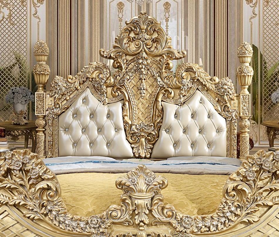 

    
Homey Design Furniture HD-1801 Panel Bedroom Set Metallic/Gold Finish/Antique HD-CK1801-2PC
