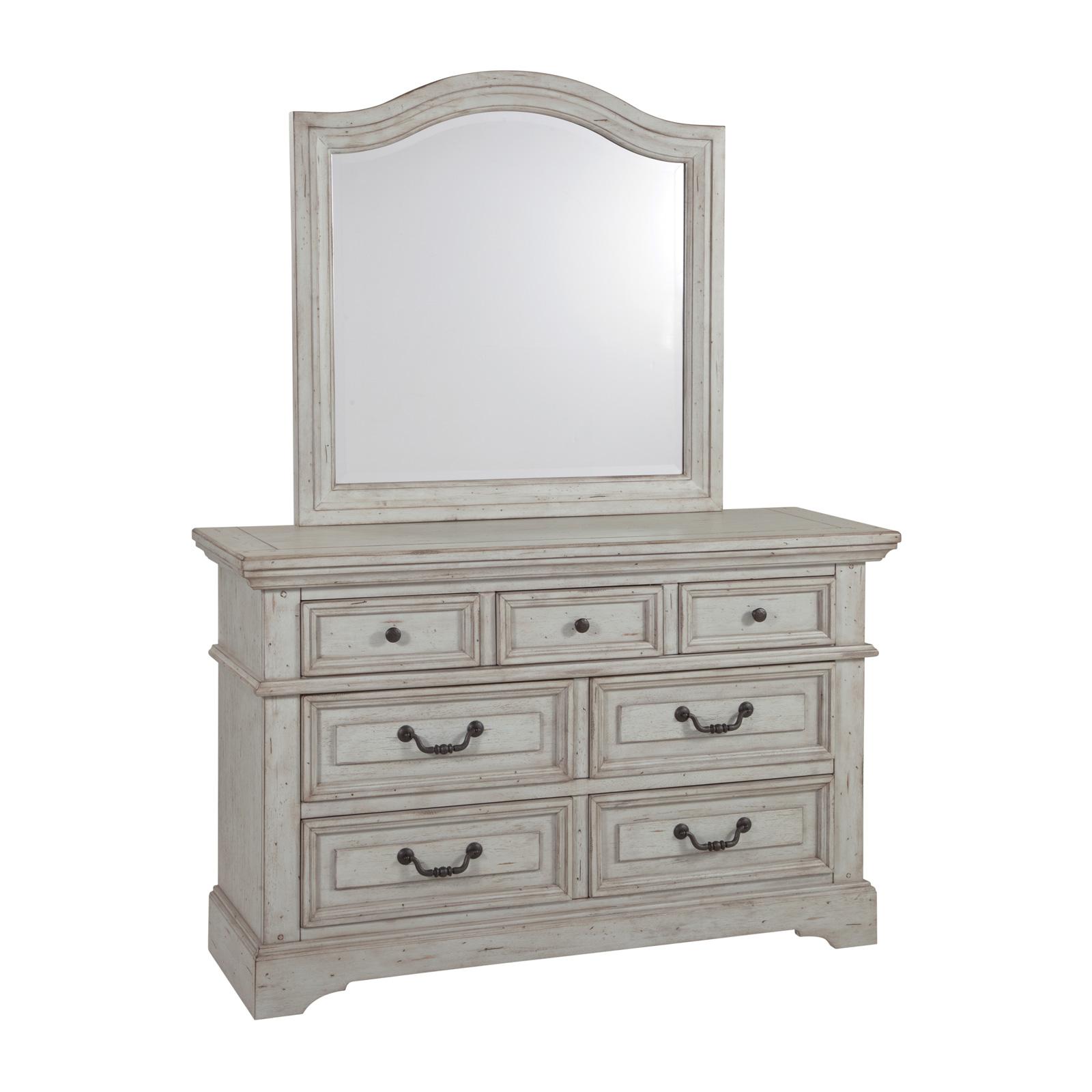 Classic, Traditional Dresser With Mirror 7820 STONEBROOK 7820-DLM in Antique, Gray 