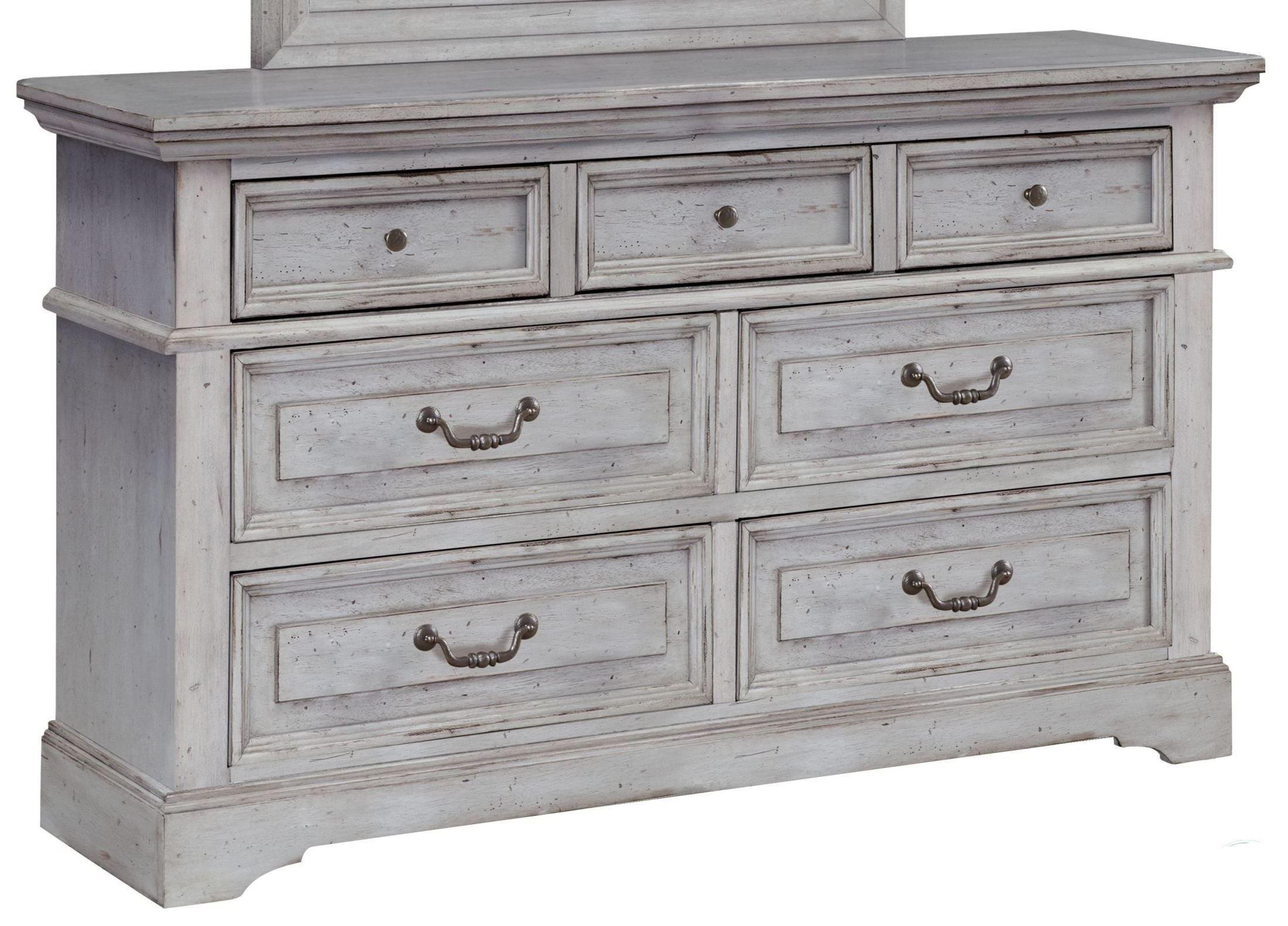 

    
 Shop  Antique Gray Finish King Panel Bedroom Set 4Pcs 7820 STONEBROOK American Woodcrafters Traditional
