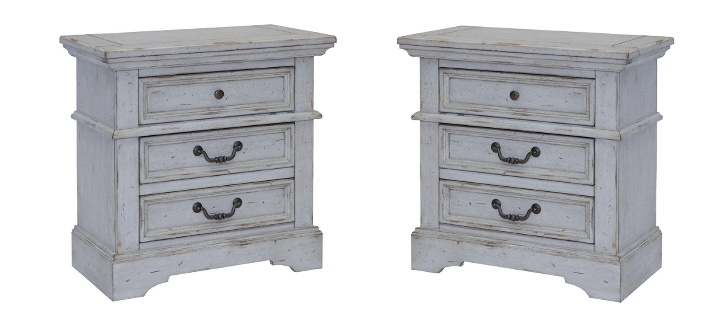 Classic, Traditional Nightstand Set 7820 STONEBROOK 7820-430-Set-2 in Antique, Gray 