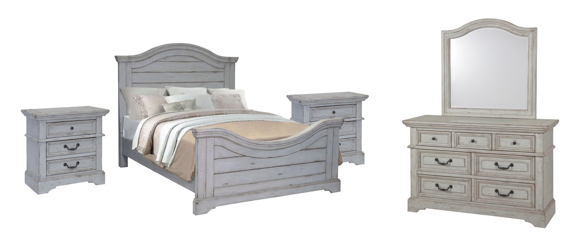 

    
Antique Gray Finish Queen Panel Bedroom Set 5Pcs 7820 STONEBROOK American Woodcrafters Traditional
