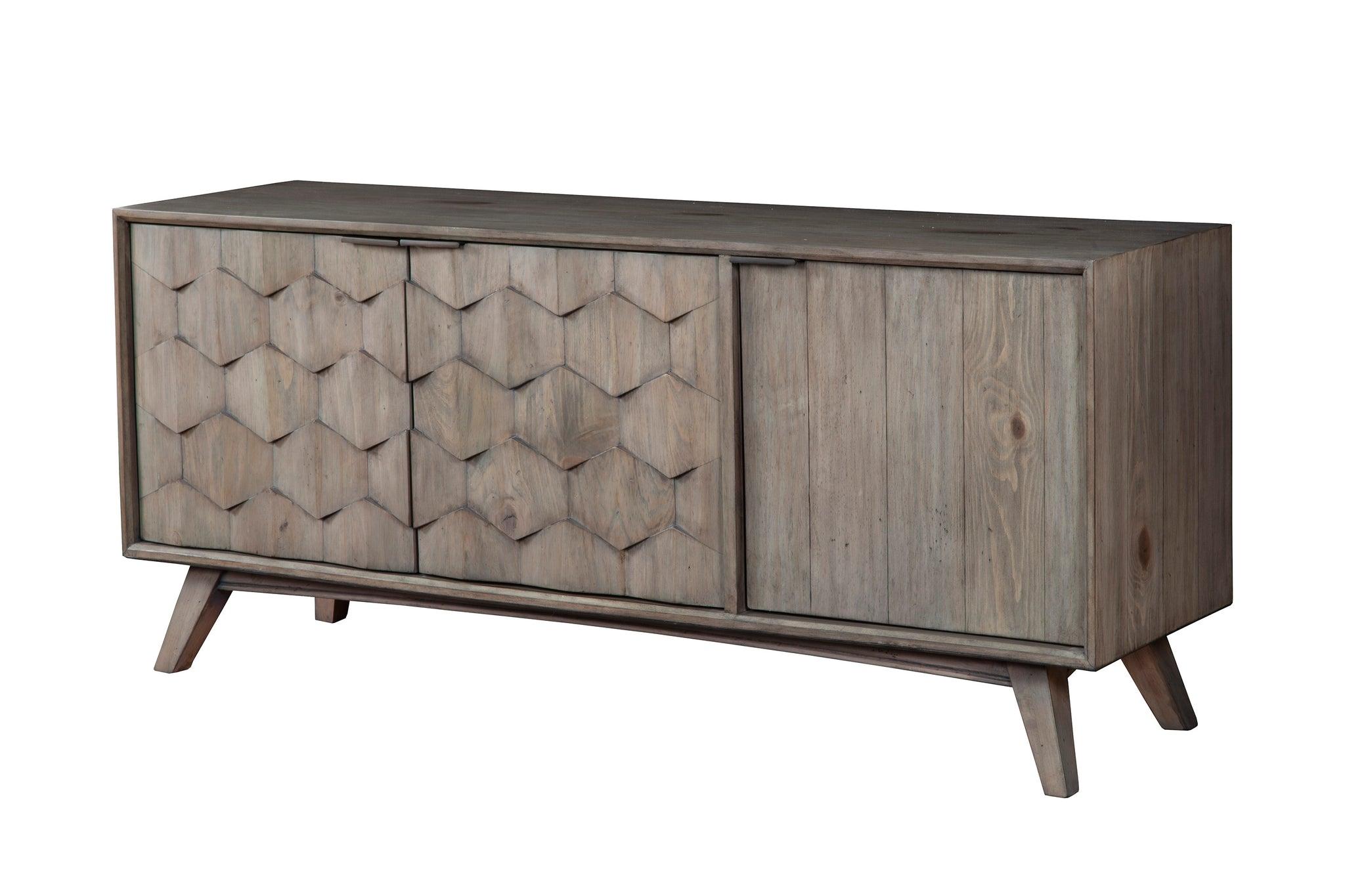 Modern, Rustic Tv Console SHIMMER 6600-10 in Gray 