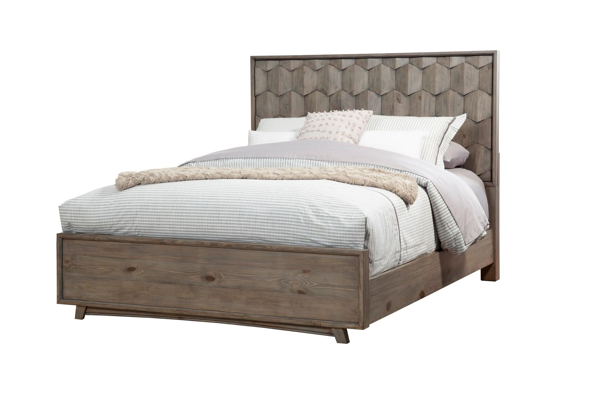 Modern, Rustic Panel Bed SHIMMER 6600-08F in Gray 
