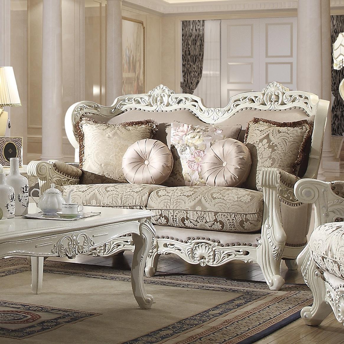 

    
Antique Ivory Chenille Loveseat Traditional Homey Design HD-2657
