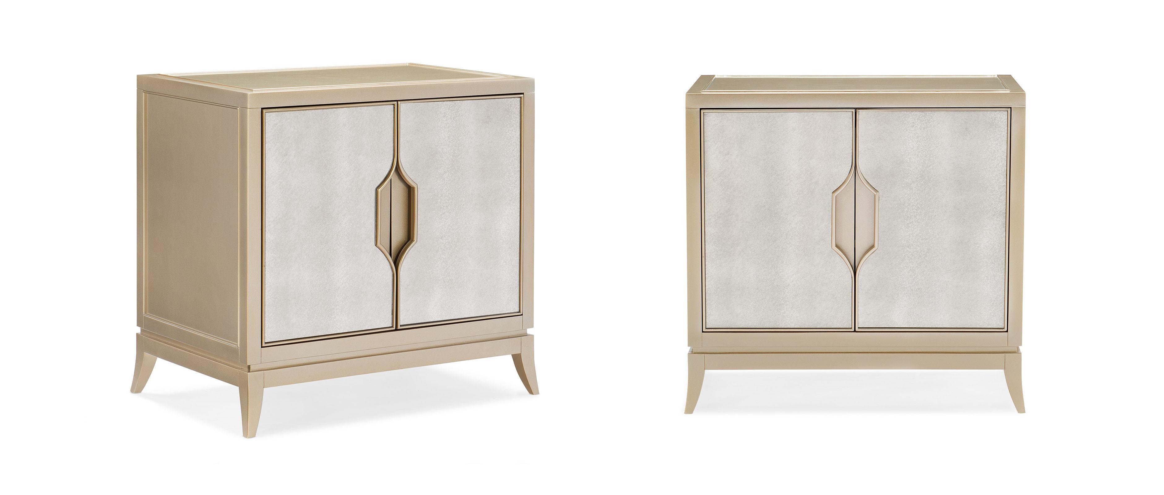Contemporary Nightstand Set ADELA NIGHTSTAND C013-016-062-Set-2 in Mirrored, Taupe 