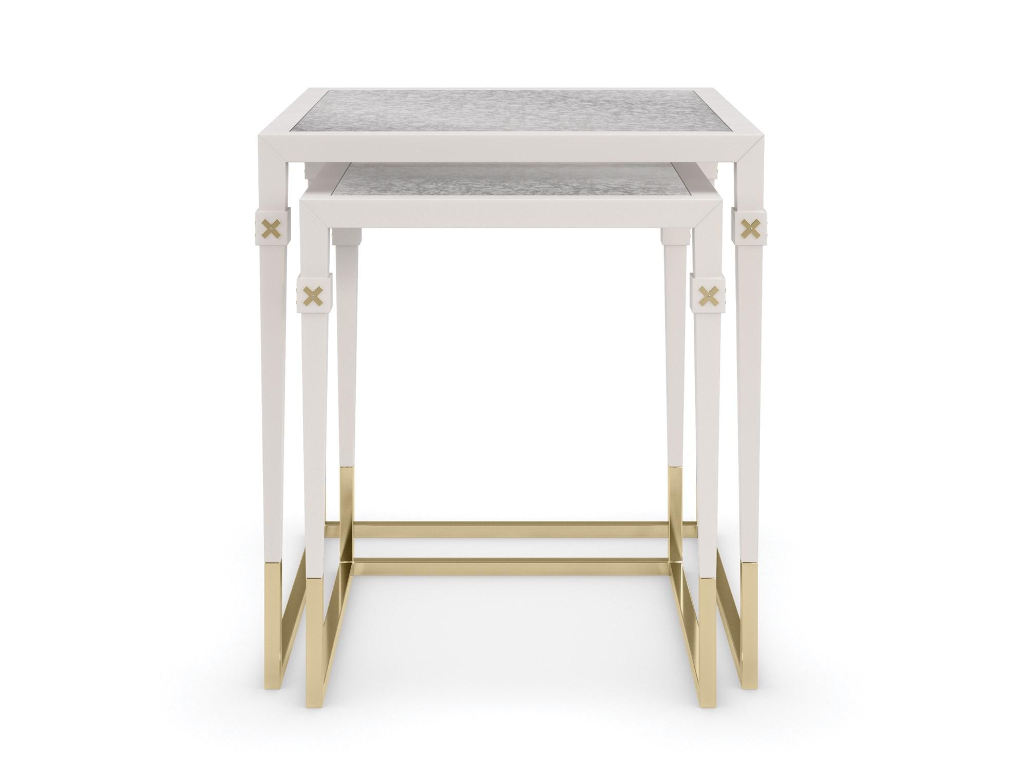 

        
Caracole BETTER TOGETHER End Table Set Pearl White/Gold  662896039849
