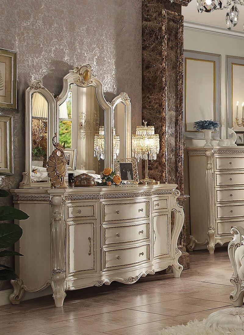 Classic, Traditional Combo Dresser Picardy-26885 Picardy-26885 in Pearl, Antique 
