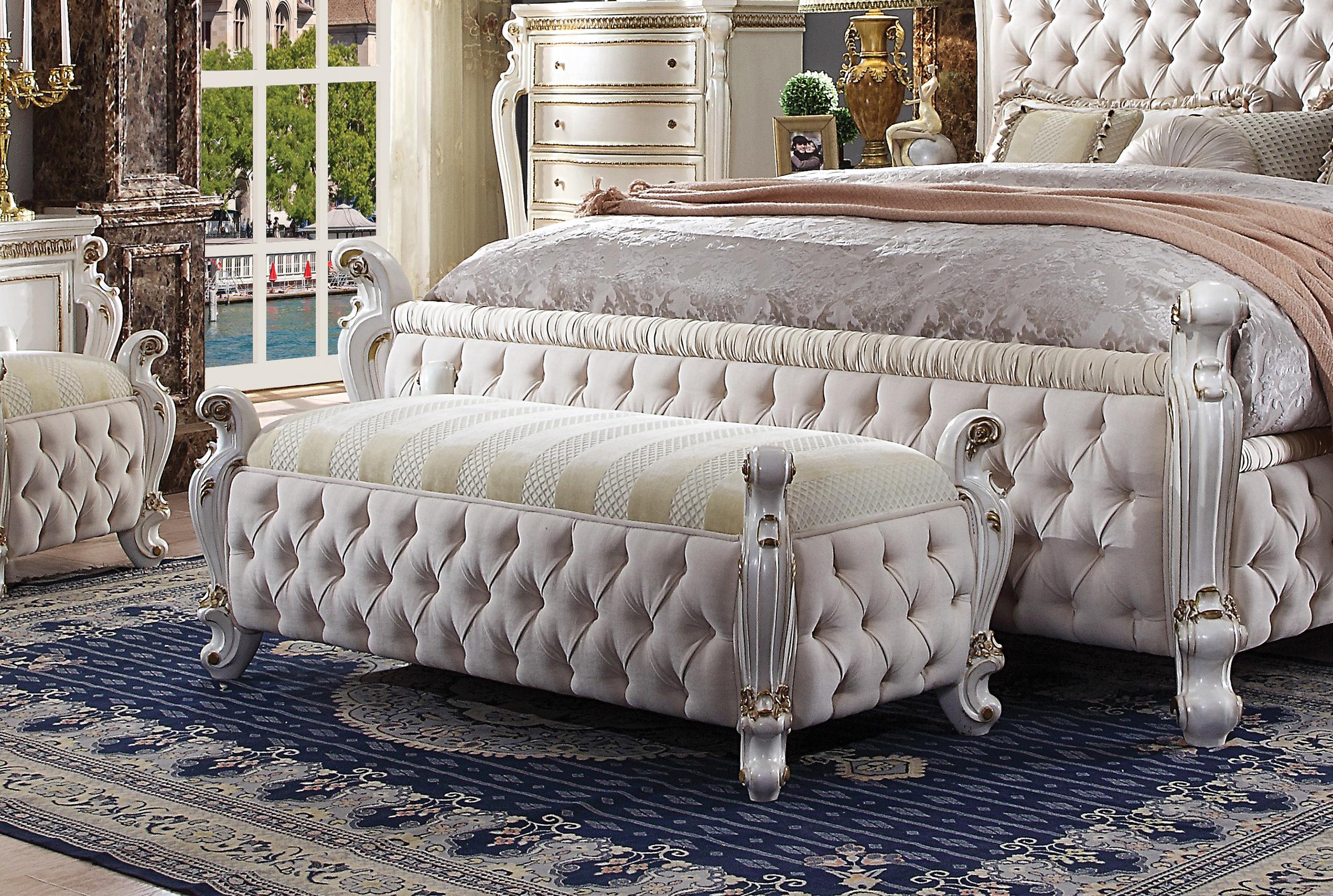 

    
Antique Pearl Fabric Tufted Bench Picardy 27886 Acme Classic Traditional
