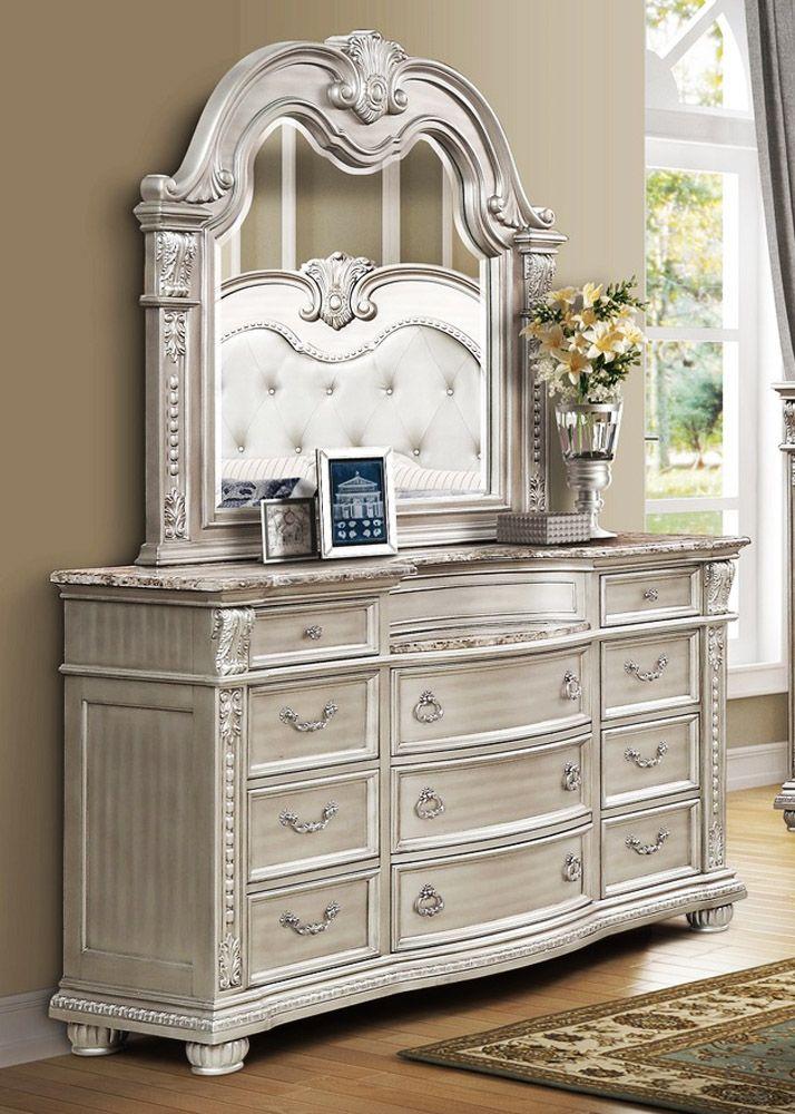 Classic, Traditional Dresser With Mirror B9506 B9506-DM-2PC in Platinum 