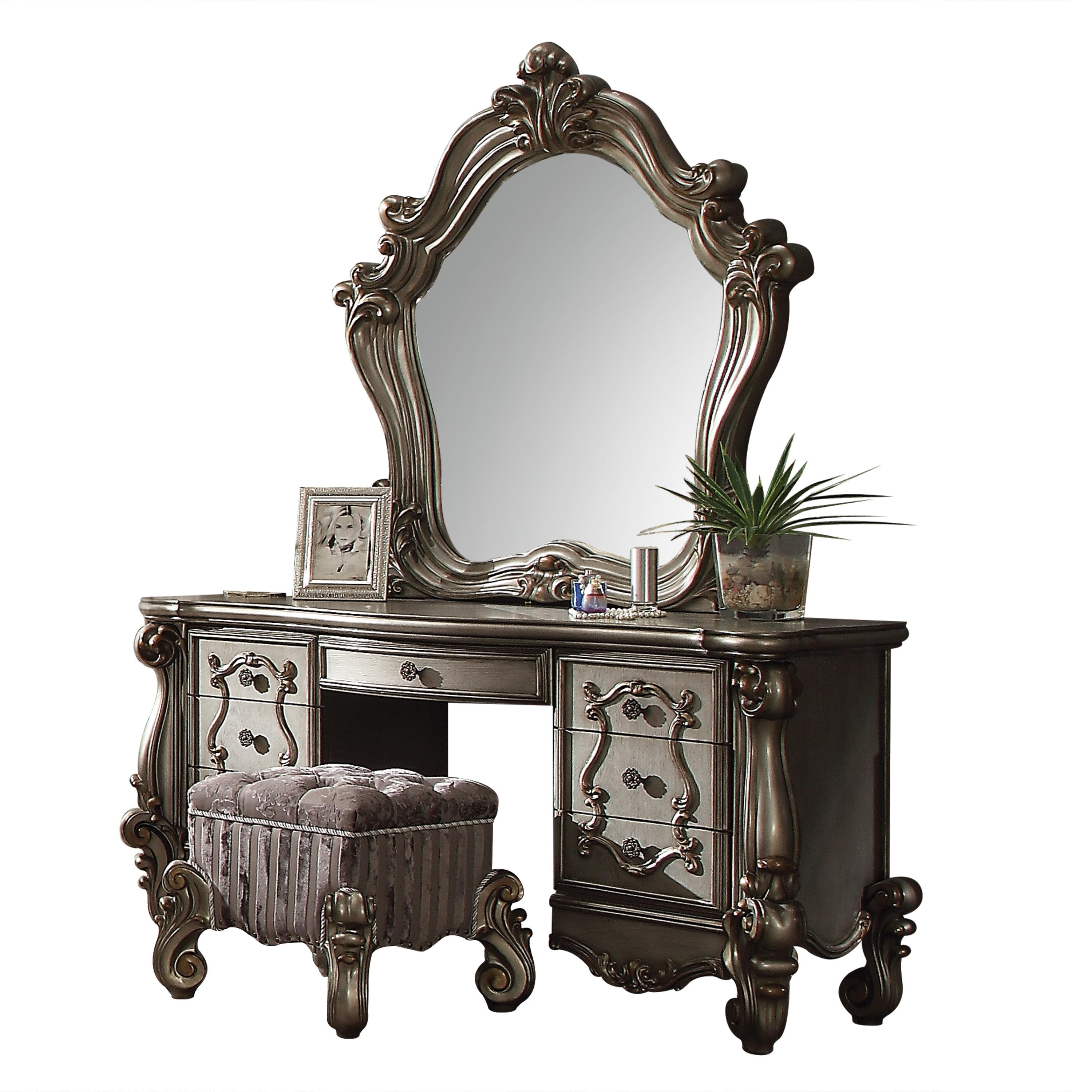

        
Acme Furniture Versailles-26860Q Panel Bedroom Set Platinum/Antique  0840412153983
