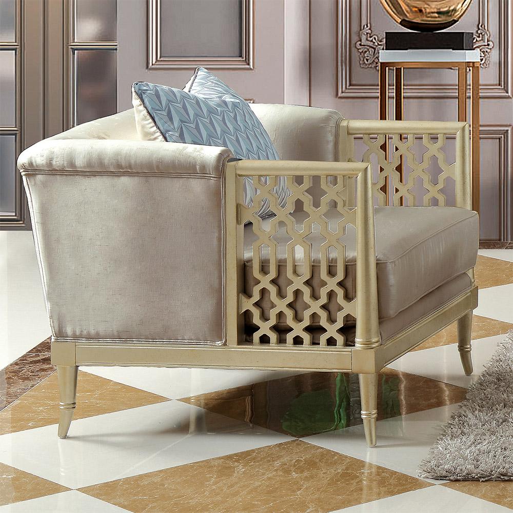 Traditional Arm Chairs HD-627 HD-627-CH in Champagne Fabric