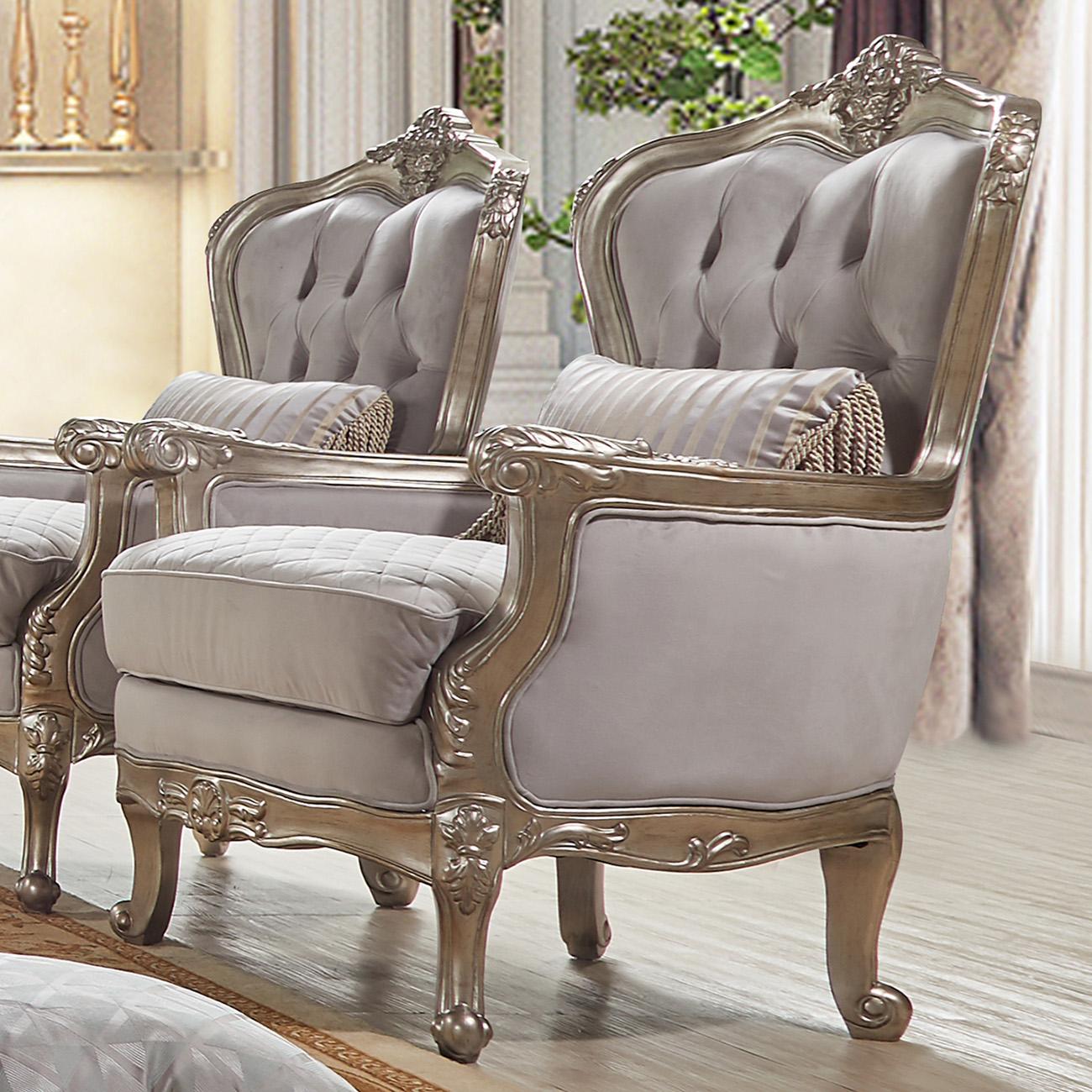 

                    
Homey Design Furniture HD-20339 /  HD‐8912SG Sofa Set Silver/Bronze Fabric Purchase 
