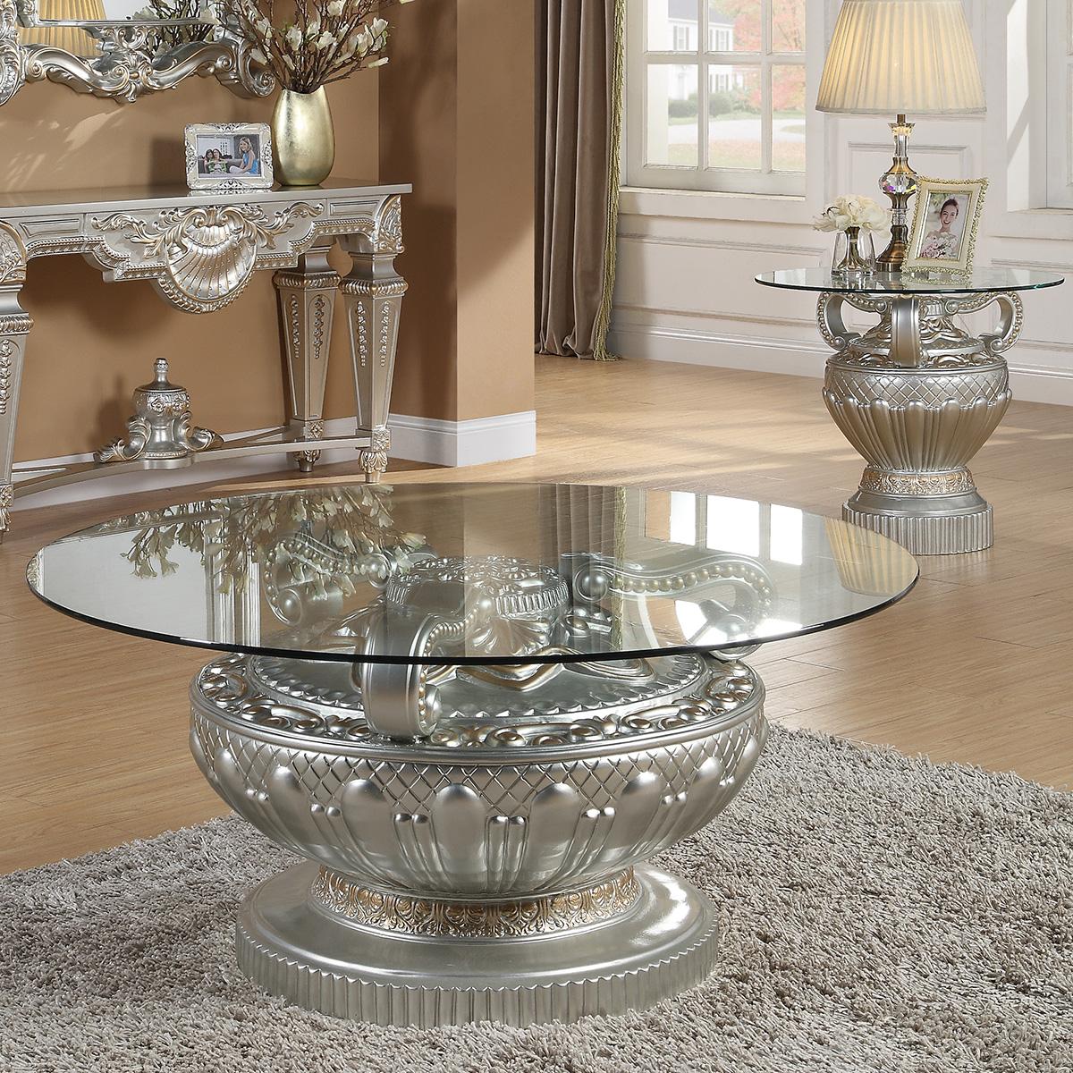 Traditional Coffee Table HD-8908S HD-CT8908S in Silver 