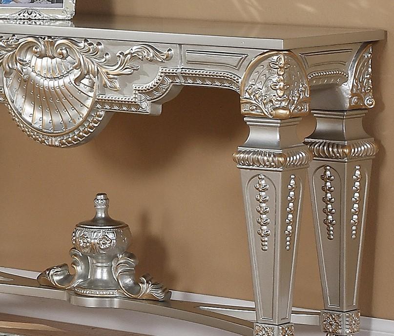 

    
Antique Silver Finish Console Table Traditional Homey Design HD-8908S

