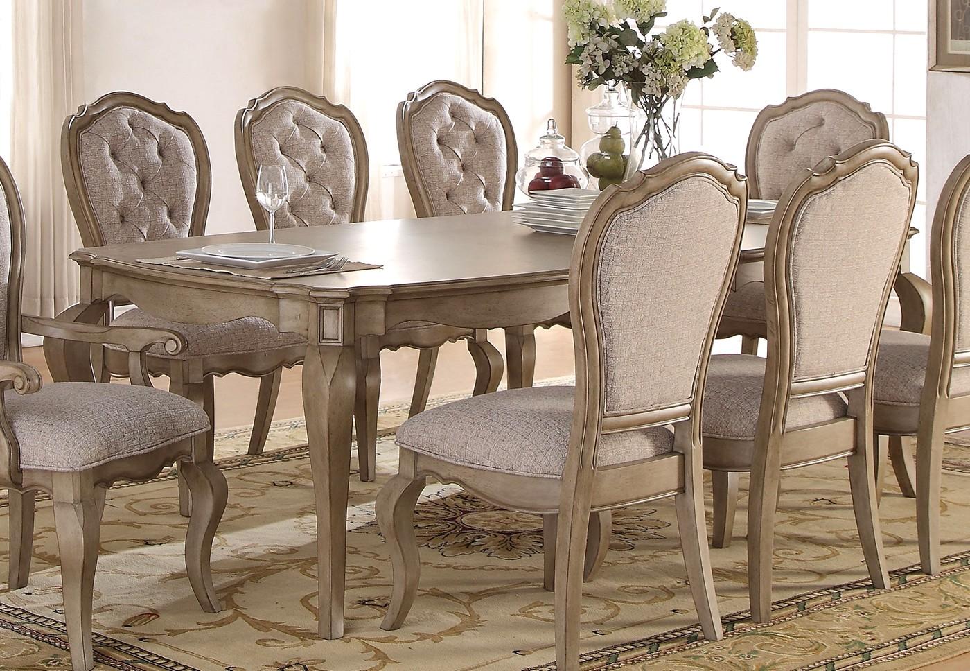 Classic, Traditional Dining Table Set Chelmsford 66050 66050 Chelmsford- Set-7 in Taupe Fabric
