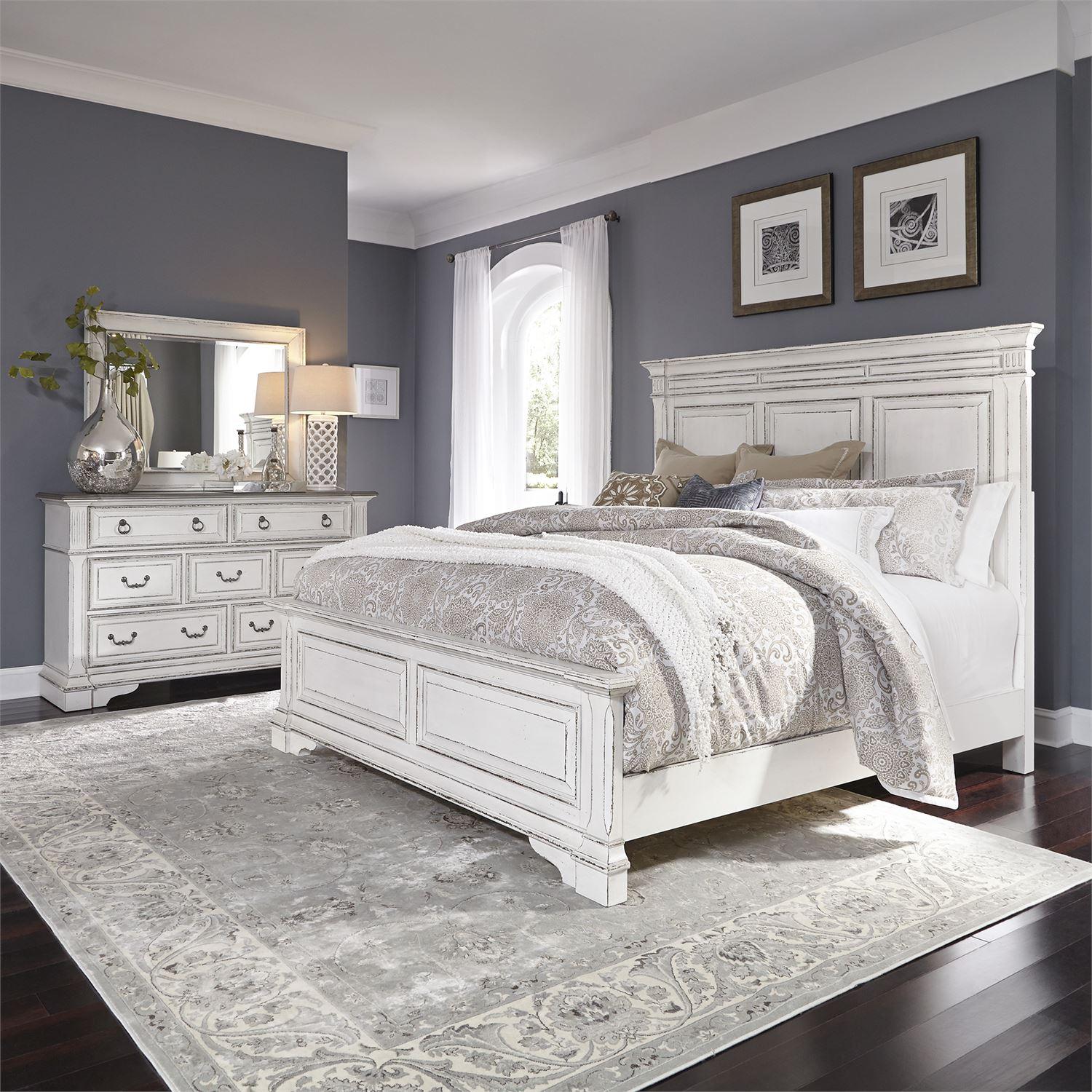 Traditional Panel Bedroom Set Abbey Park 520-BR-CPBDM 520-BR-CPBDM in White 