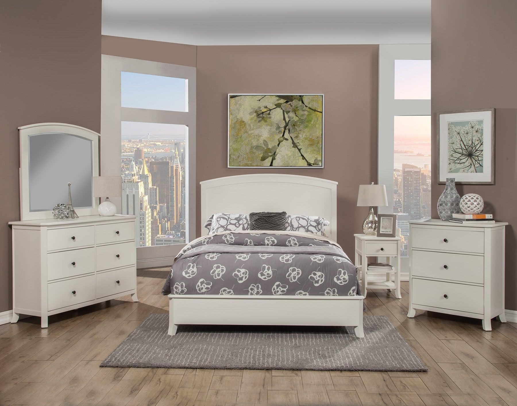 Classic, Traditional Panel Bedroom Set BAKER 977-W-07CK-Set-5 in White 