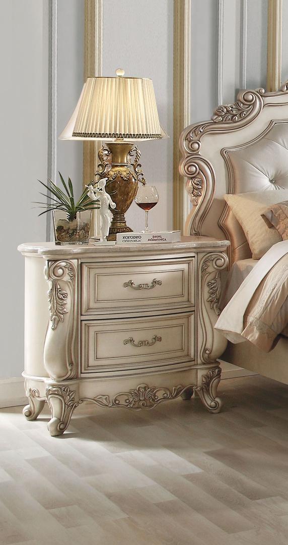 

    
 Order  Luxury Queen Bedroom Set 3P w/Nightstands Antique Champagne 27440Q Gorsedd Acme
