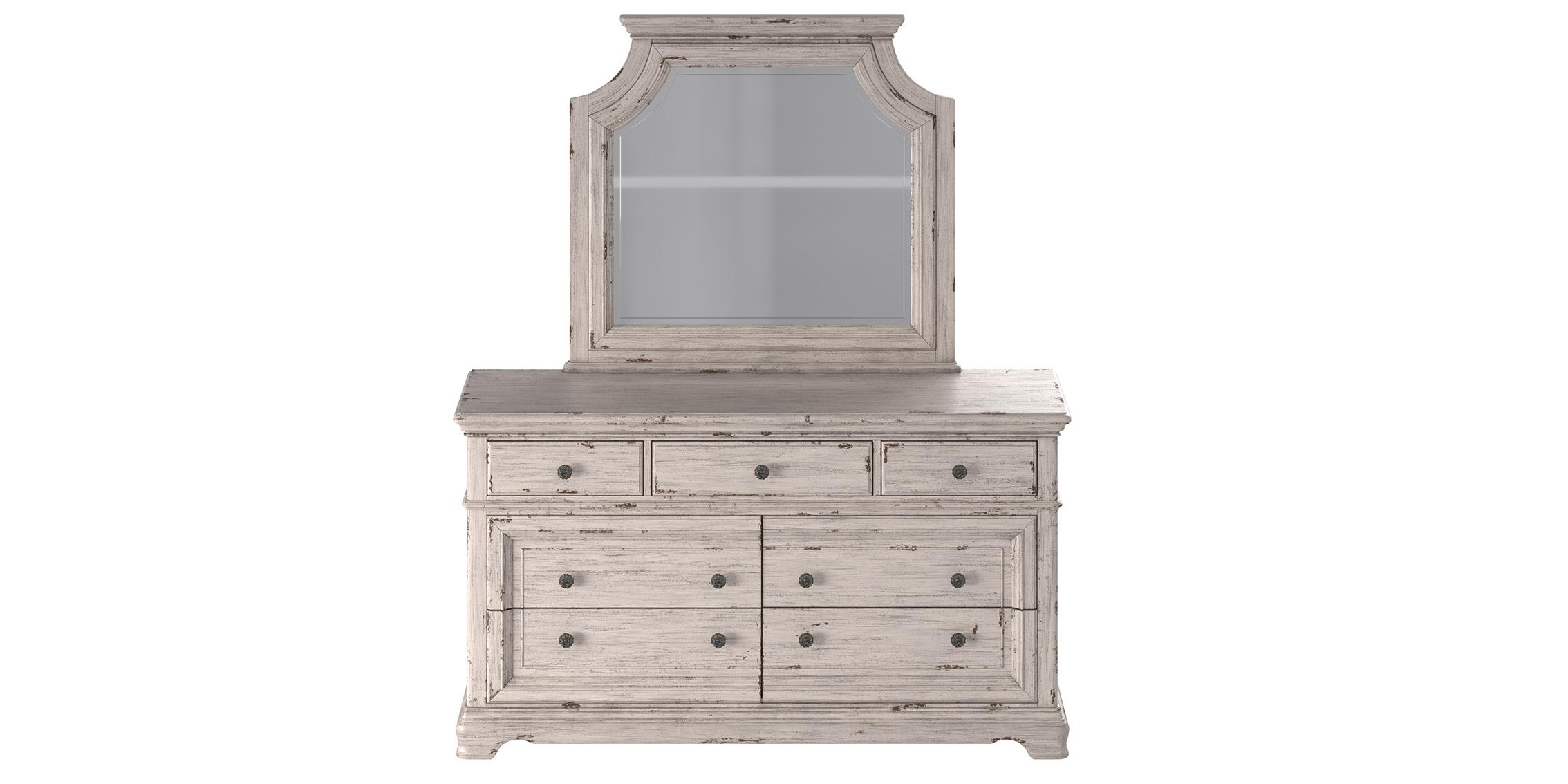 Classic, Traditional Dresser With Mirror PROVIDENCE 1910-DRLM 1910-DRLM in Antique White 
